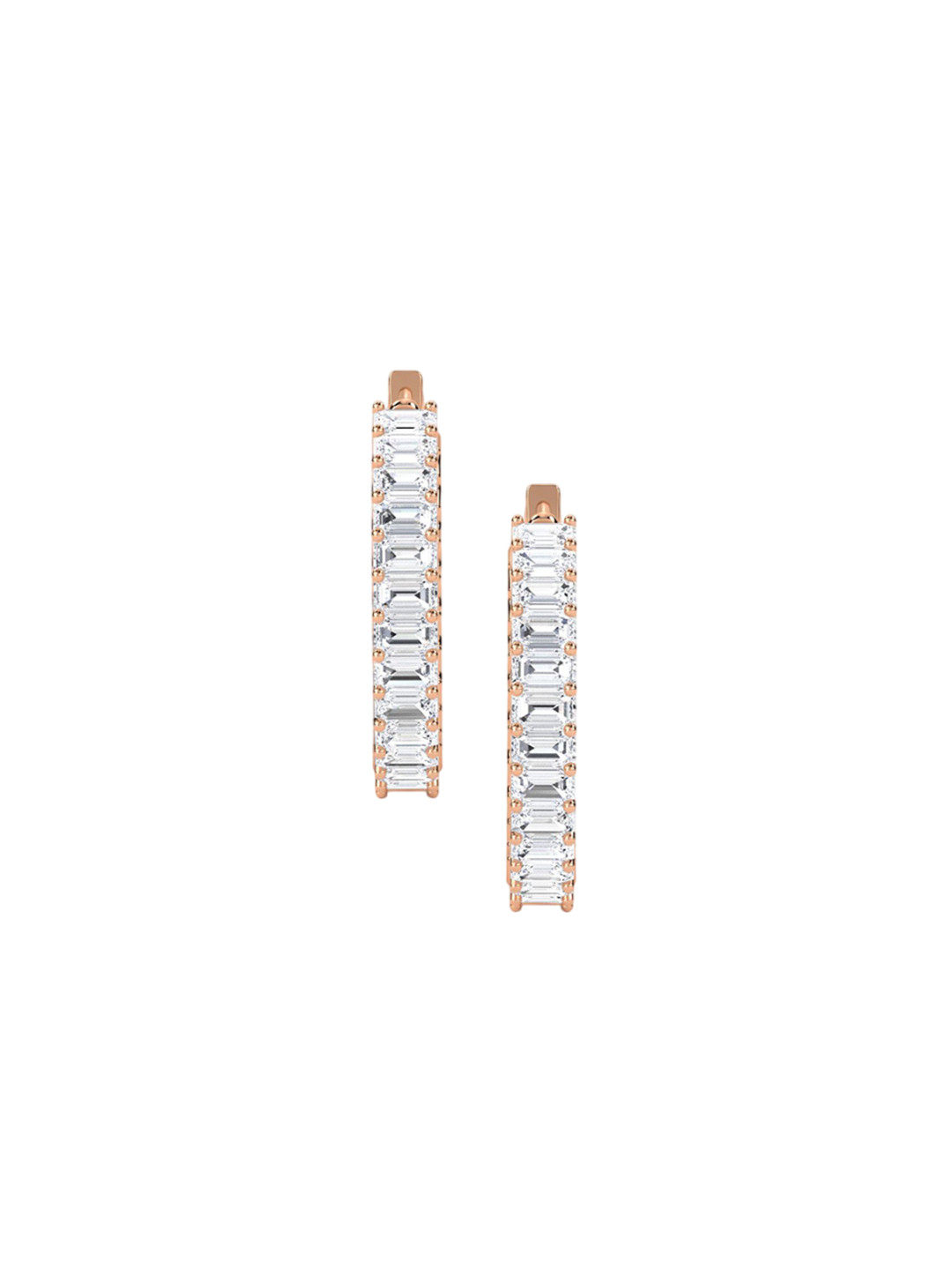 LUNA Women 14 KT Rose Gold 11.96 Ct Lab Grown Diamond Hoop & Huggie Earrings - 14.41 g
