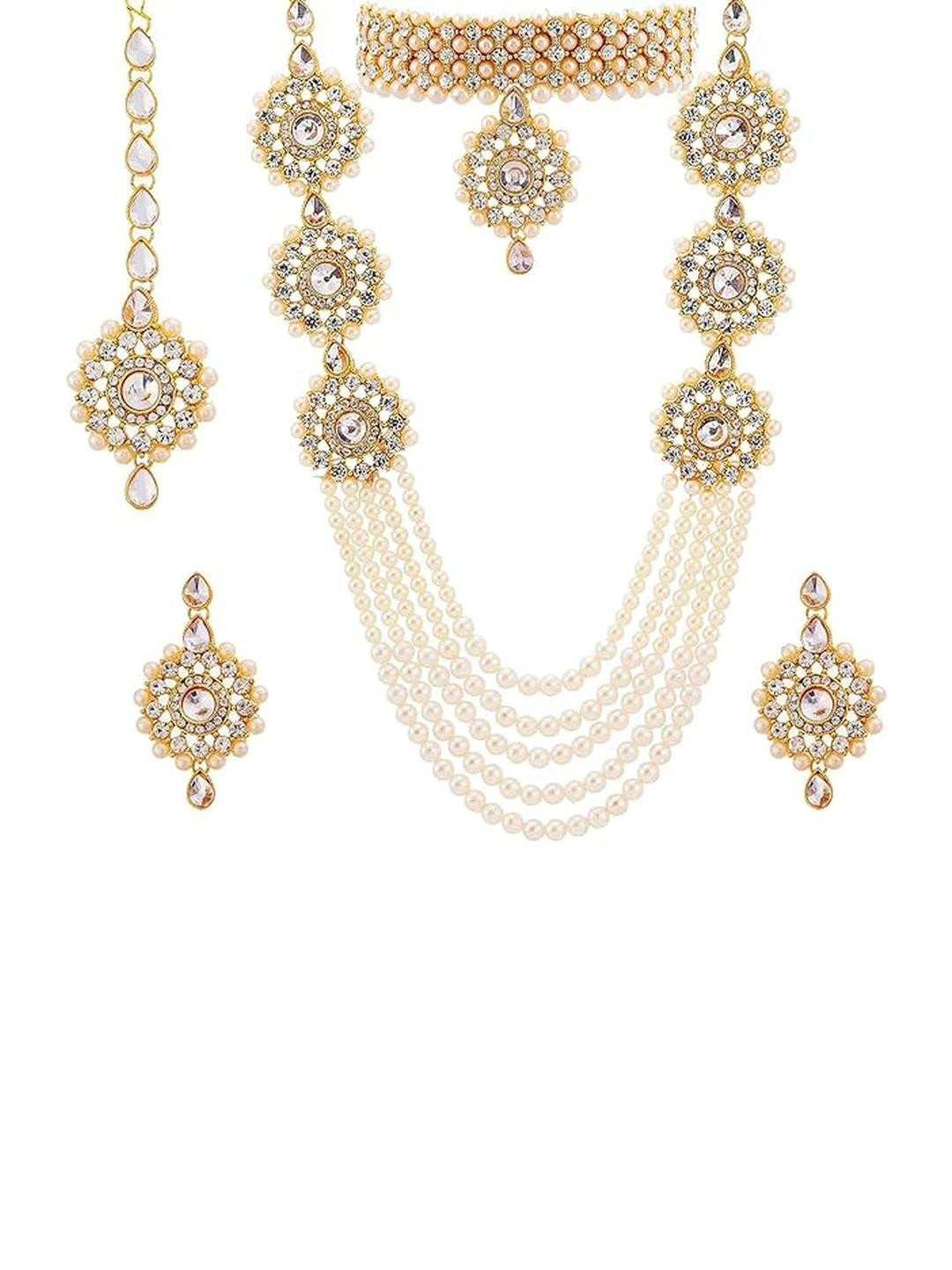 Eyes Blings Gold Plated Traditional Wedding Necklace Jewellery Set