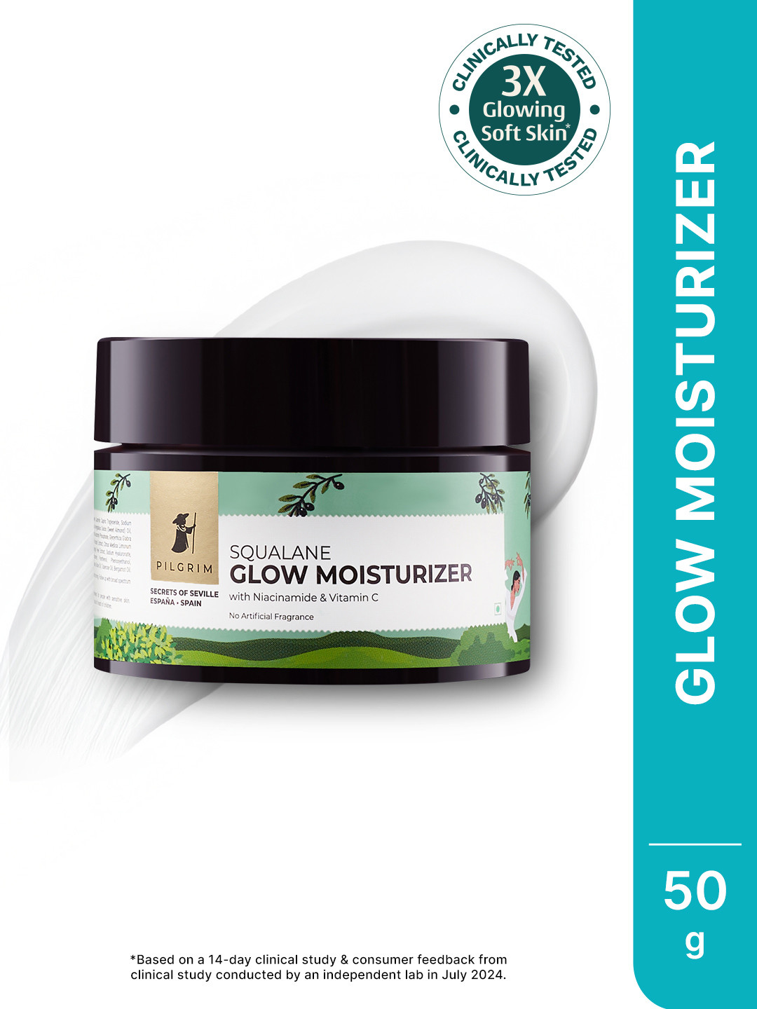 Pilgrim Squalane Glow Moisturizer with Vitamin C & Niacinamide For Bright,Even-Toned Skin