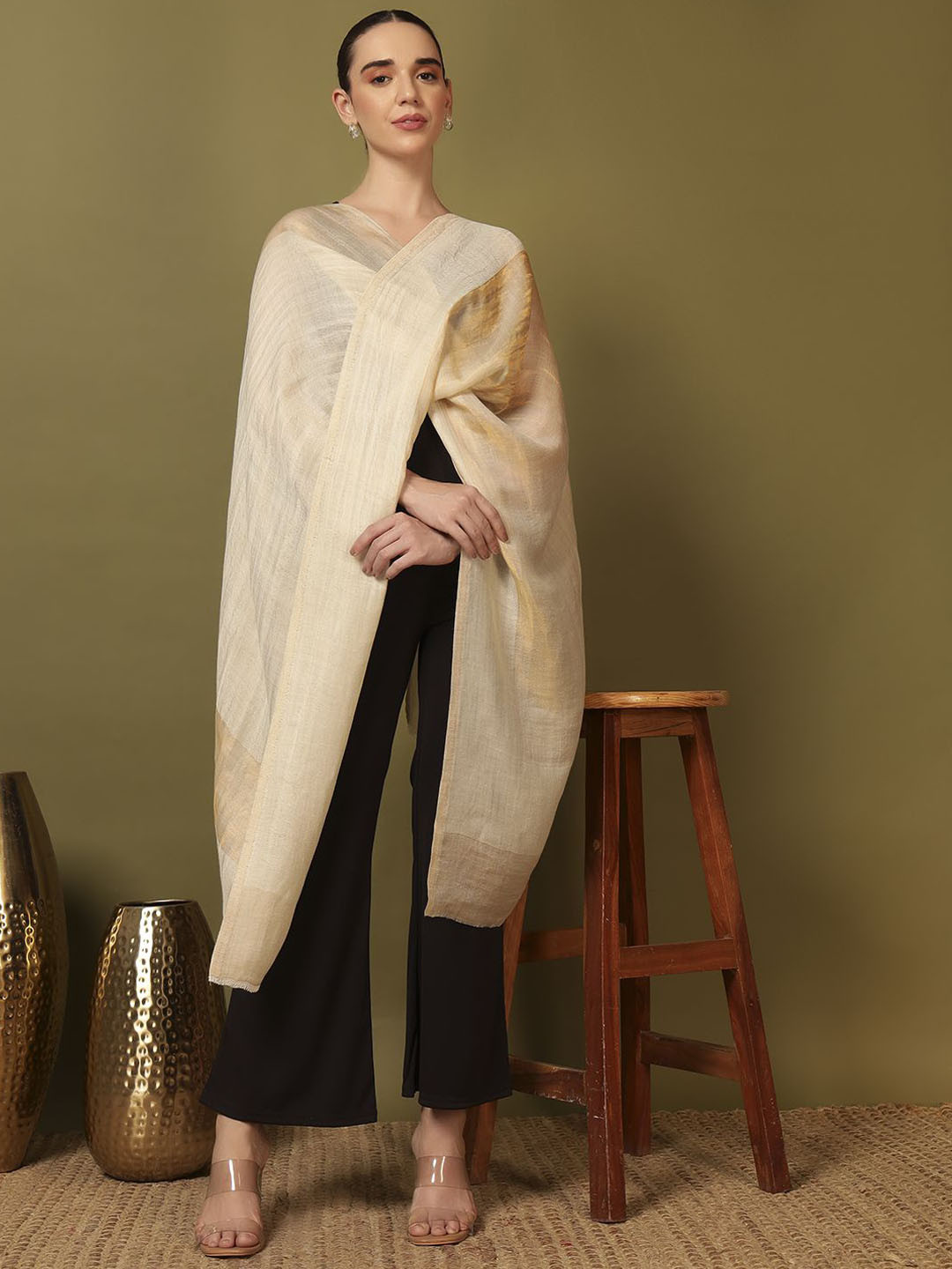 Pashmoda Reversible Aabzar Pashmina Fine Wool Woven Design Shawl