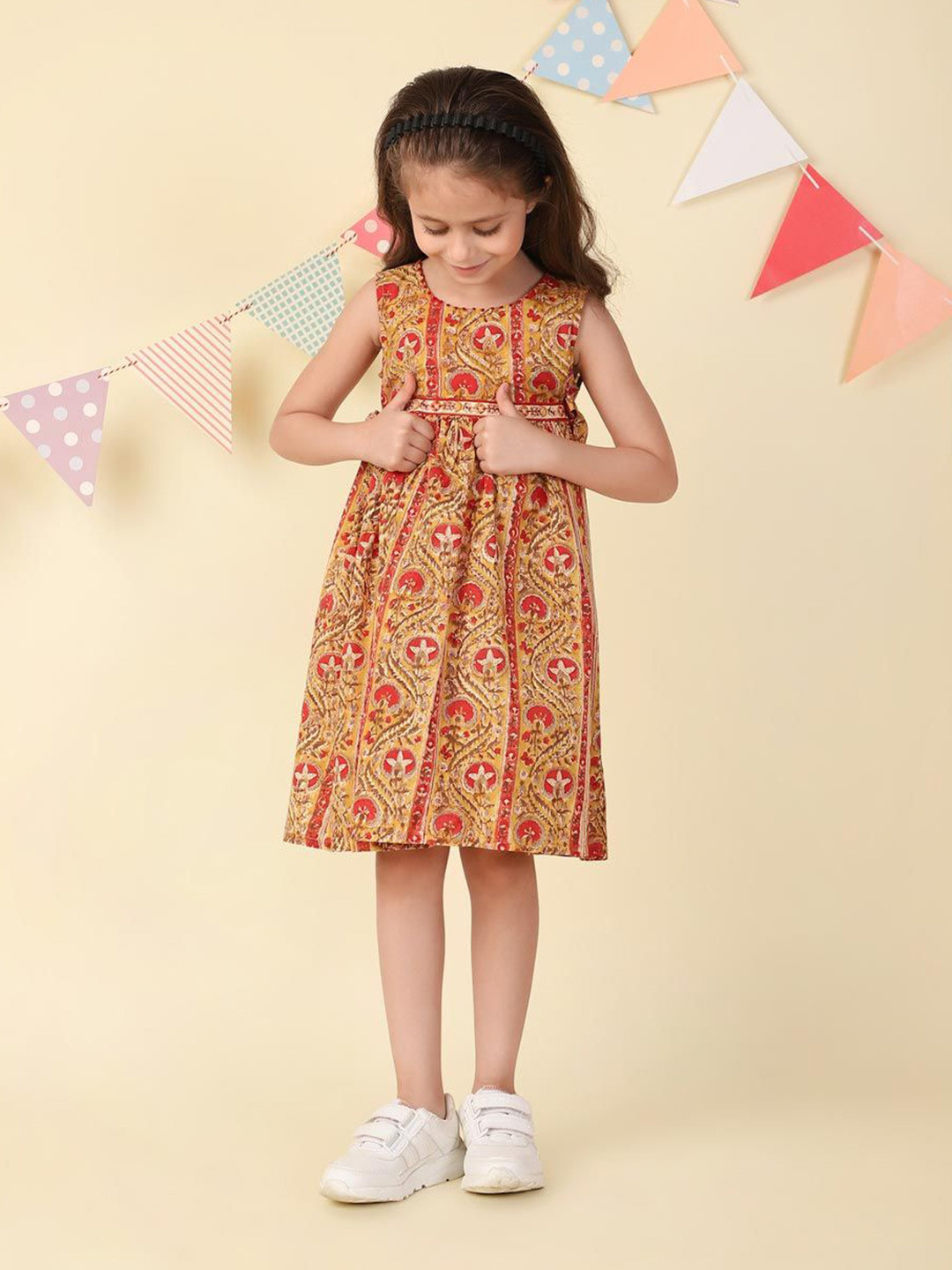 Fabindia Girls Hand Block Printed Cotton Dress