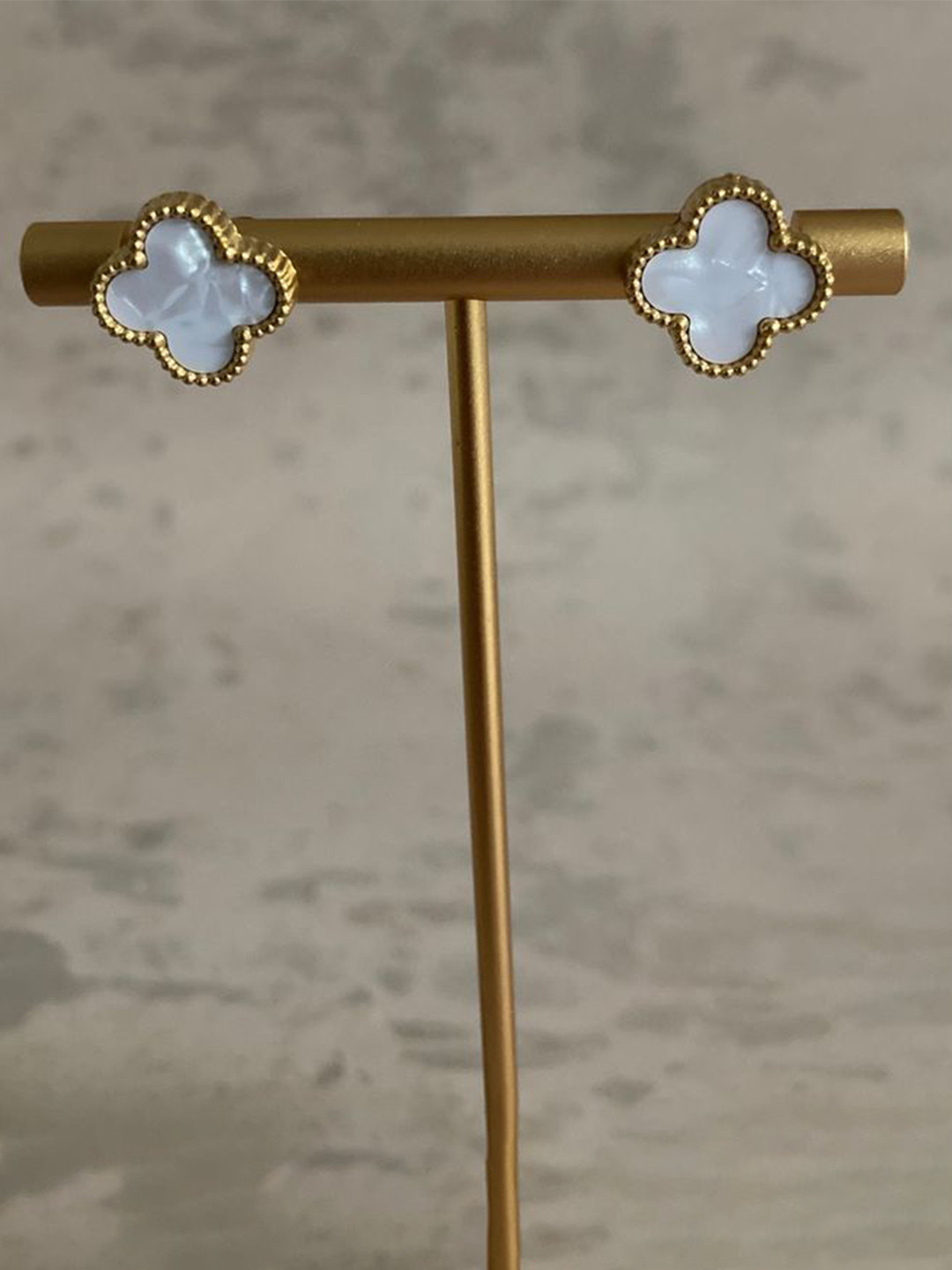 JHUMKA TREND Stainless Steel Gold-Plated Enamelled Floral Shaped Studs