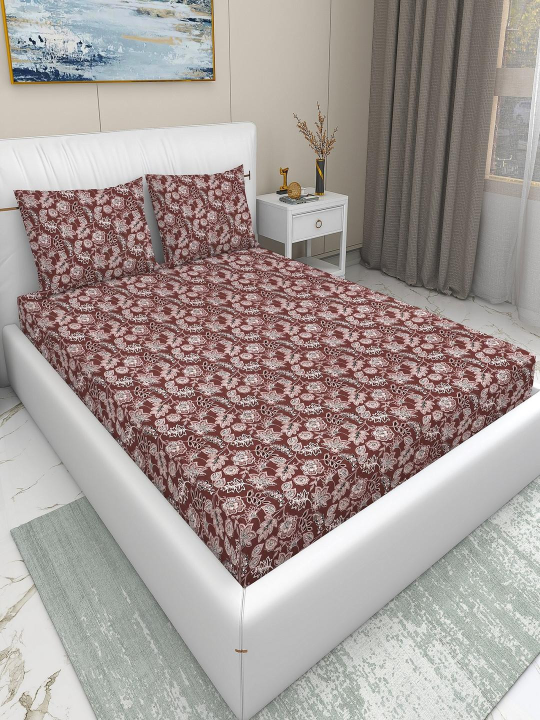 DREAM LIVING Printed Cotton Flat King Size Bedsheet Set