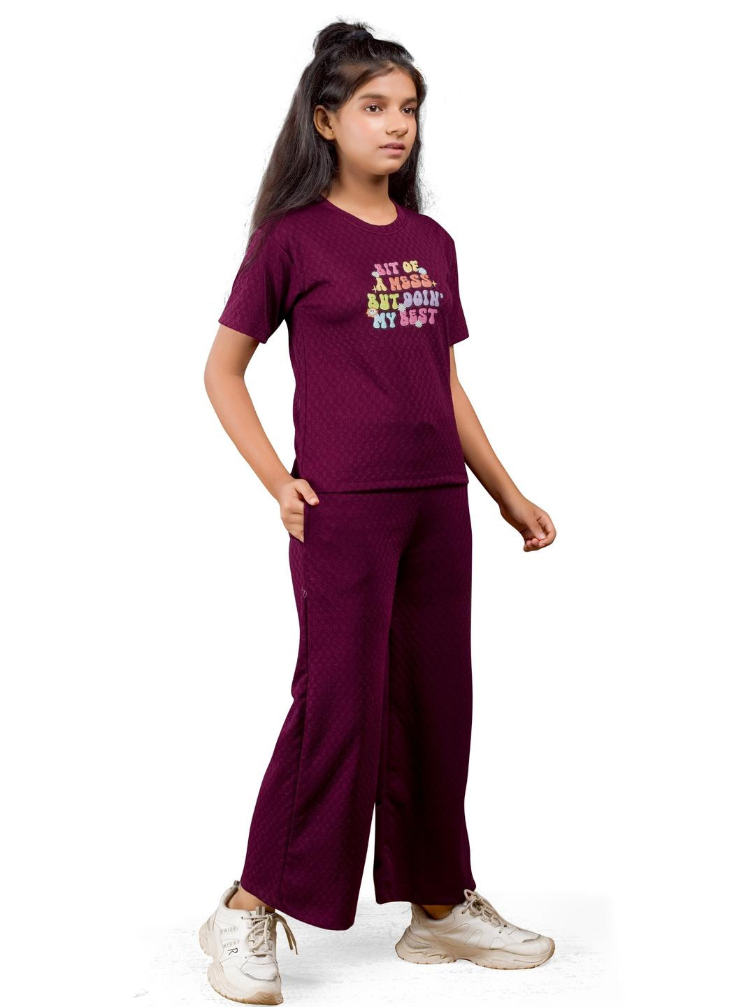 Little funky Girls Maroon Clothing Set