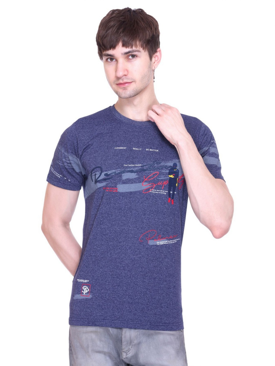 SANDPIPER Men Typography Printed Round Neck Cotton T-shirt