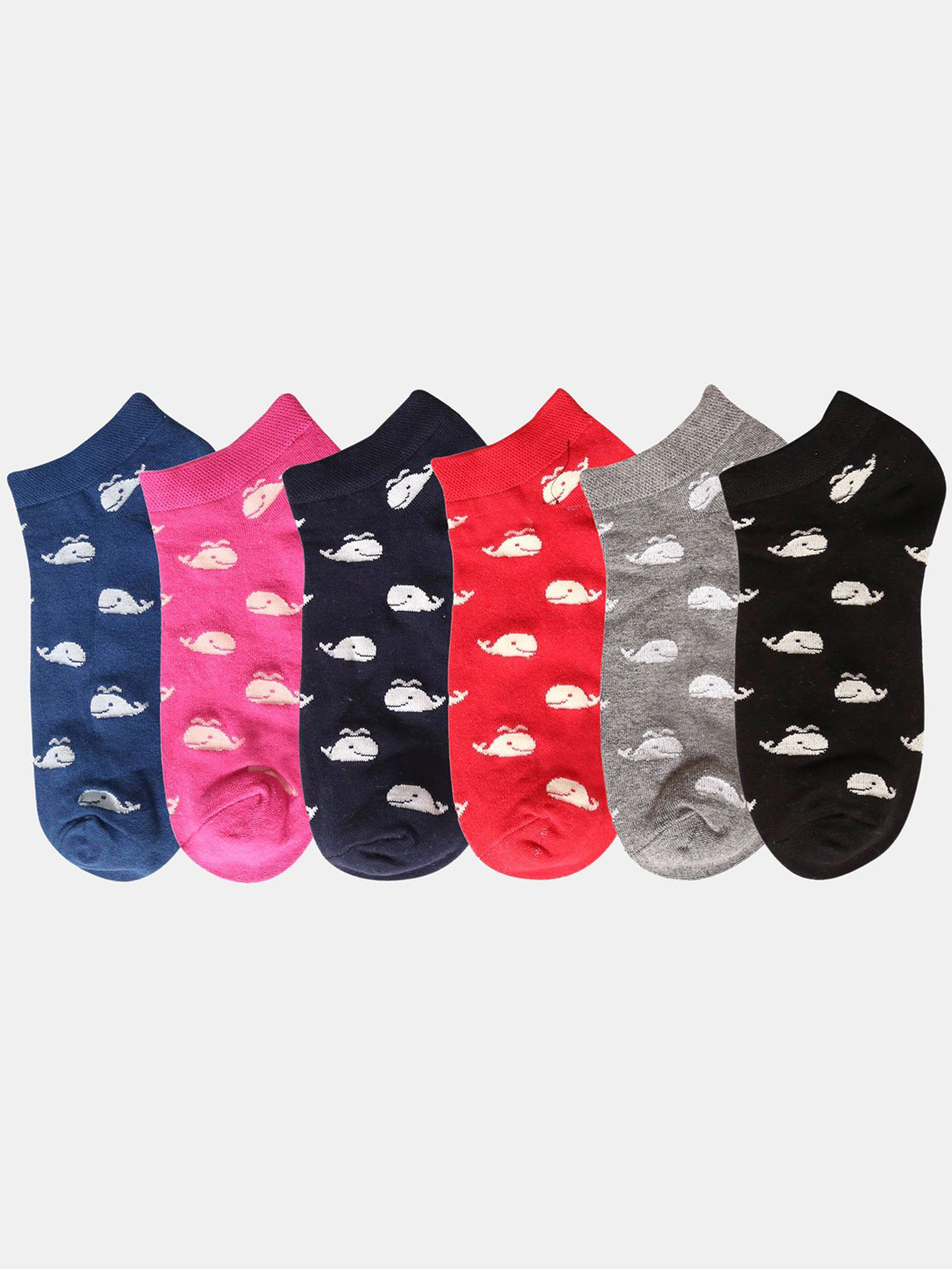 N2S NEXT2SKIN Women Pack Of 6 Assorted Marine Theme Cotton Ankle Length Socks,