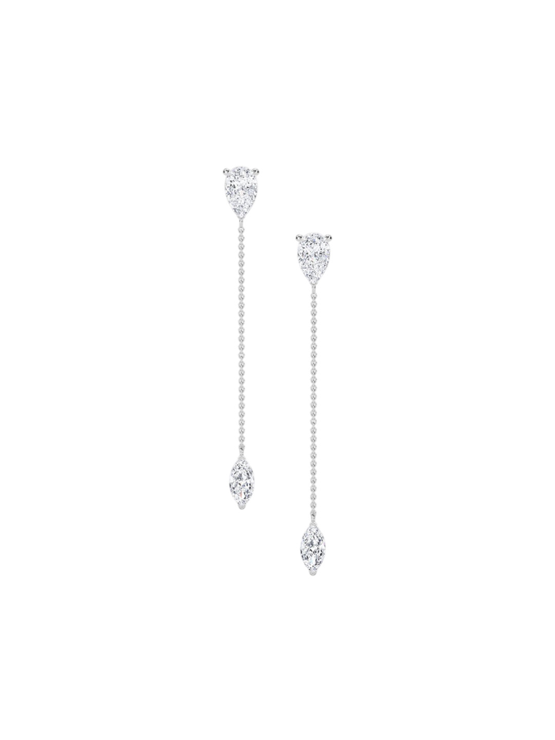 LUNA Women 14 KT White Gold 3 Ct Lab Grown Diamond Drop Earrings - 2.1 g 2.32 carat