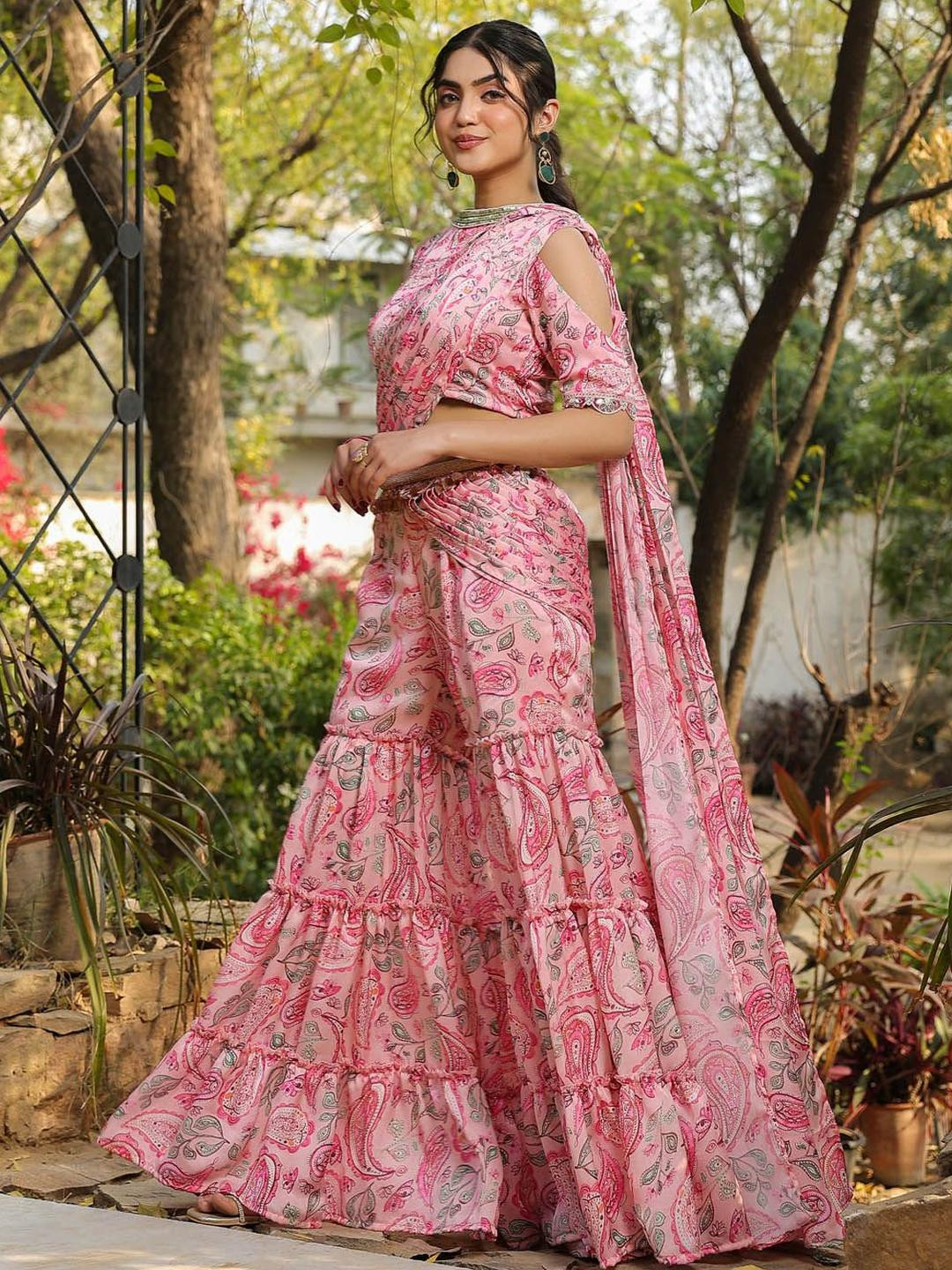 Anastay Clothing Paisley Printed Palazzo Saree