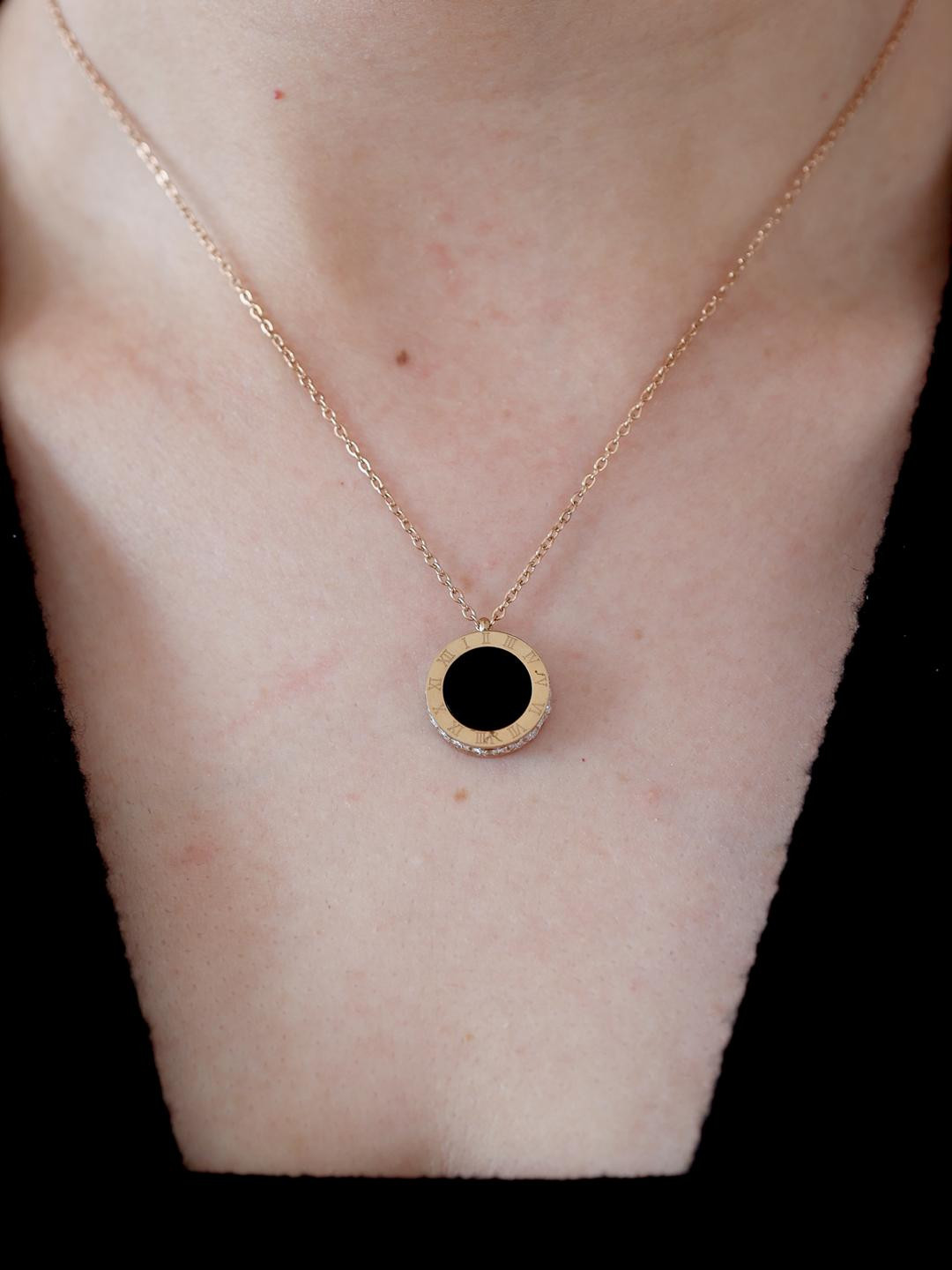 LOLO LePA Rose Gold-Plated Stainless Steel Roman Crystal Edge Chain