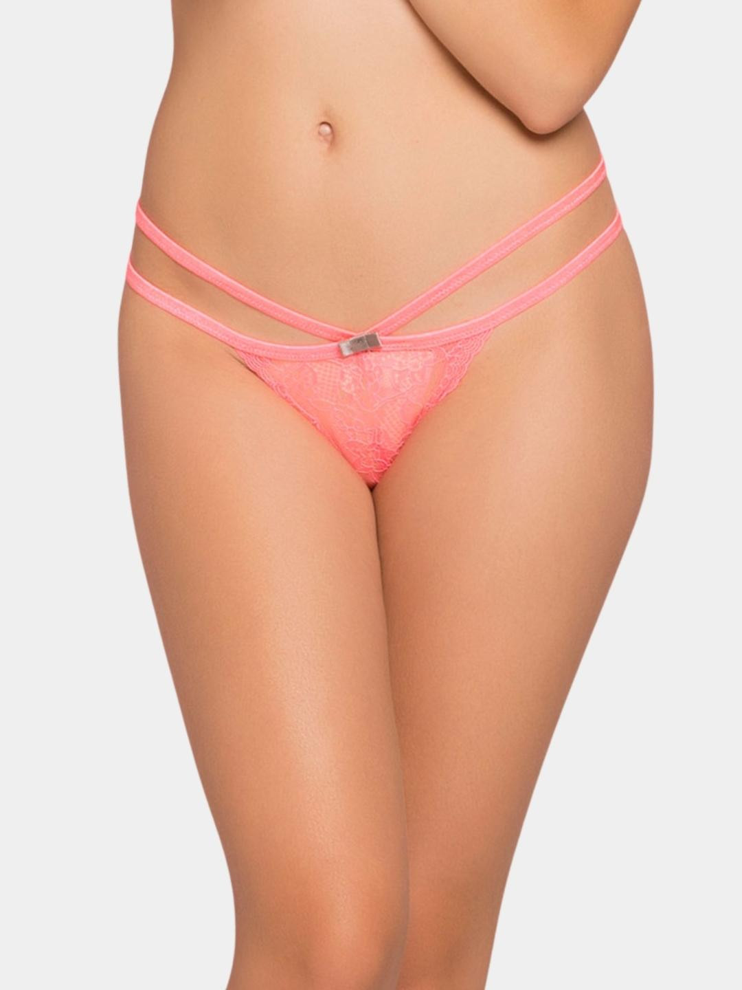 MYZA Women Pack of 3 Pink & White & Black Thong Erotic Briefs