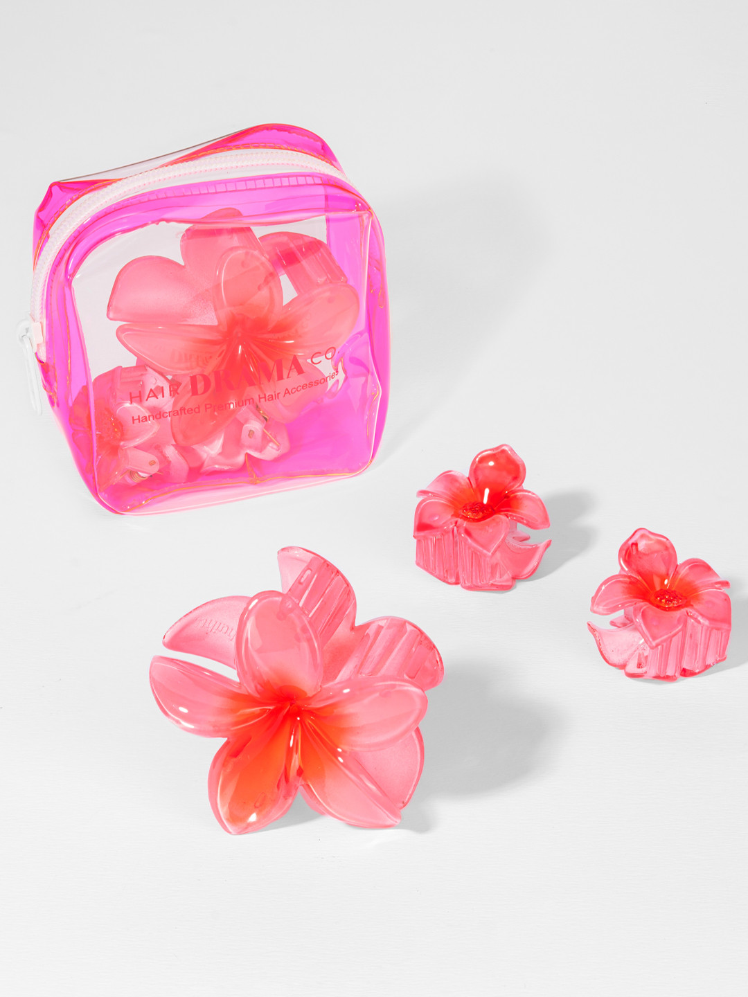 Hair Drama Co. Women Set of 3 Peach Tropical Flower Hair Hawaiian Claw Clips