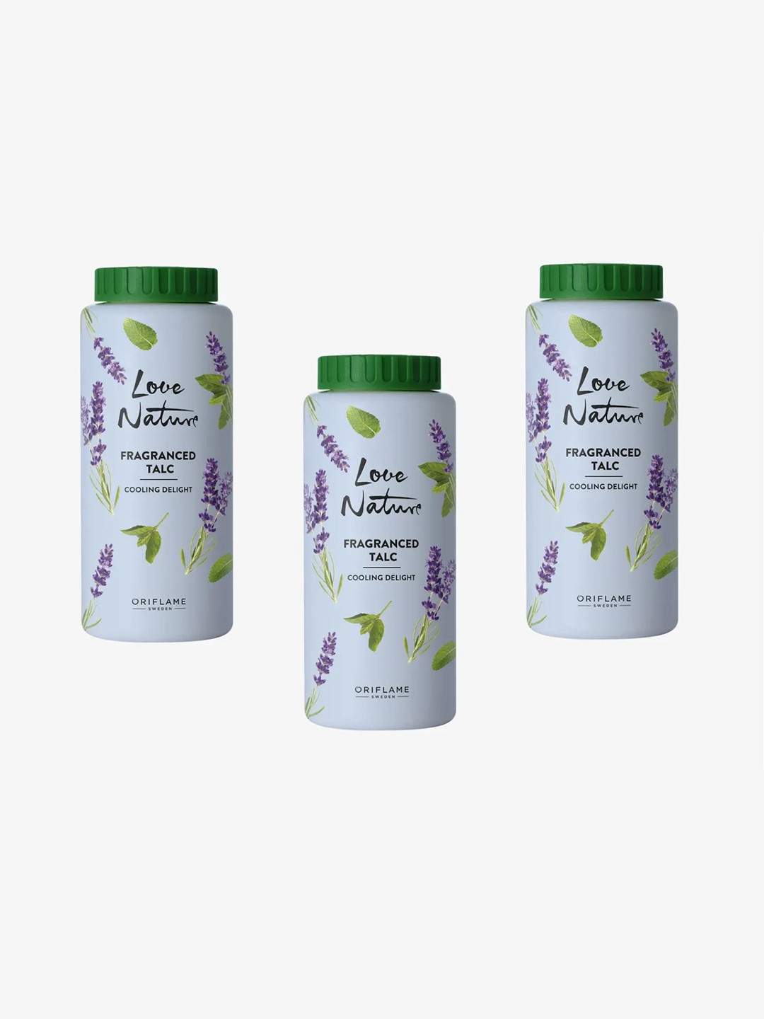 Oriflame Set Of 3 Love Nature Fragranced Talc Cooling Delight- 100 g Each
