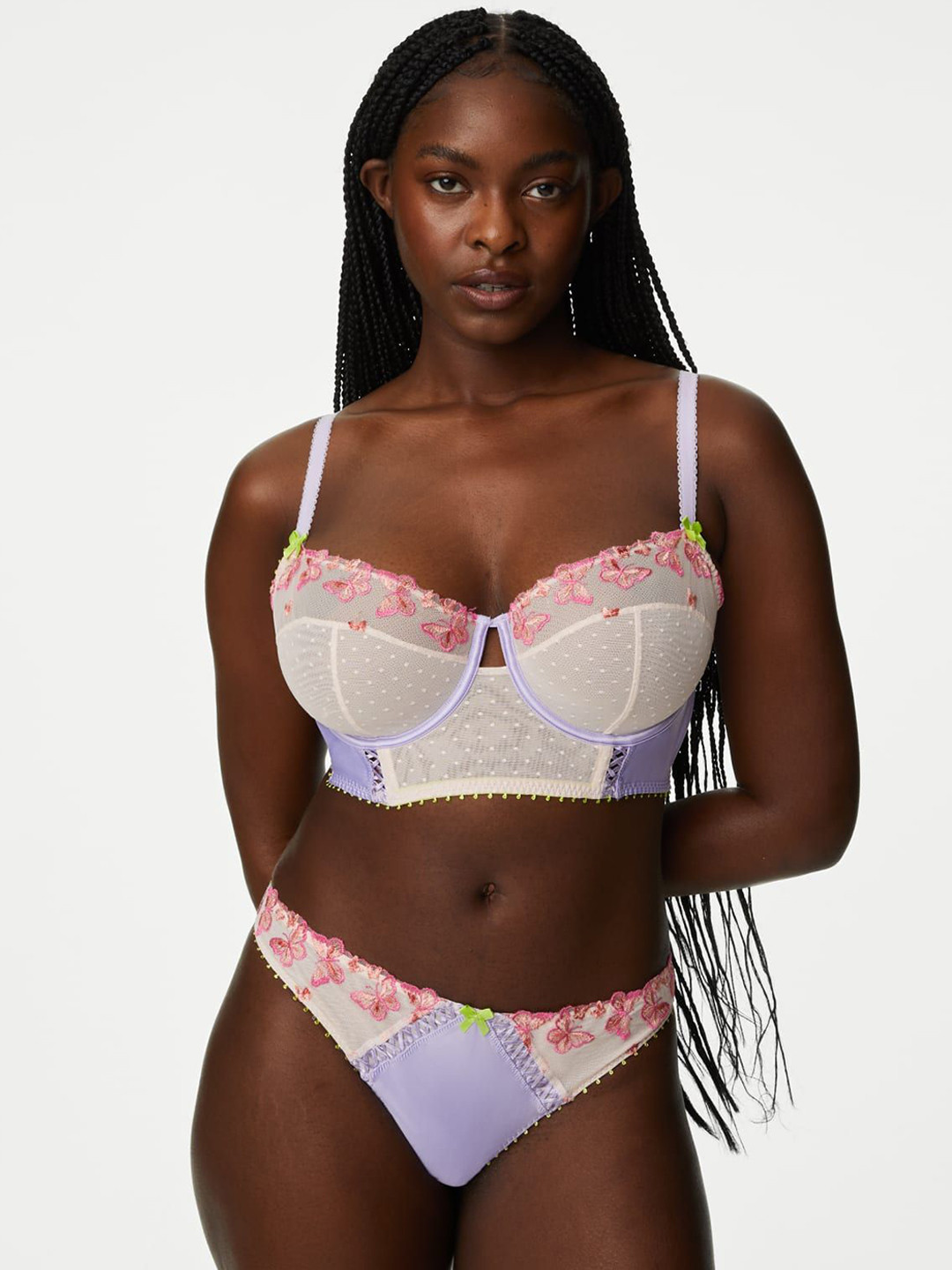 Marks & Spencer Aurelia Women Floral Embroidery Thongs Brief T817708TPINK MIX