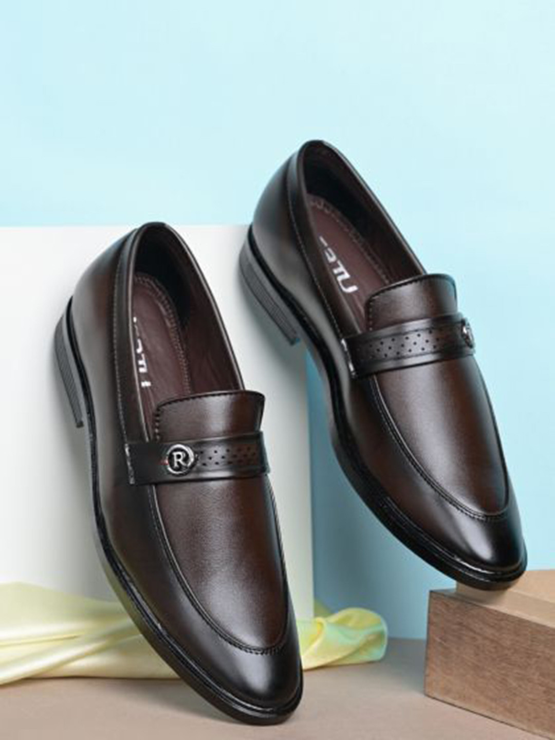 NAATU Men Round Toe Formal Slip-Ons Shoes