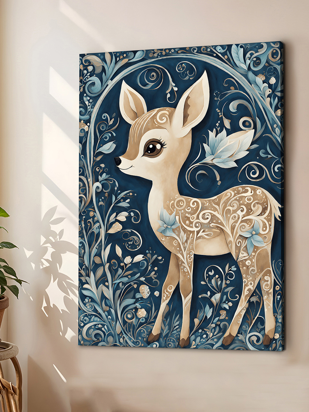 Art Street Blue & Brown Animal Canvas Wall Art