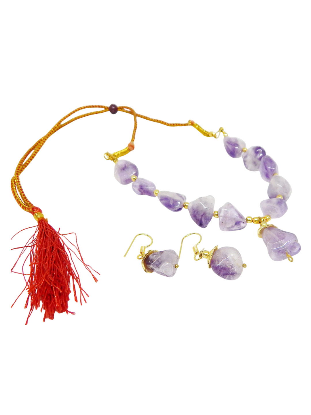 Jaya Vision Jewelry Gold-Plated Crystal Studded Jewellery Set