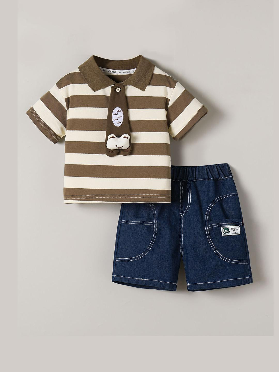 2-Pc Striped Shorts Set