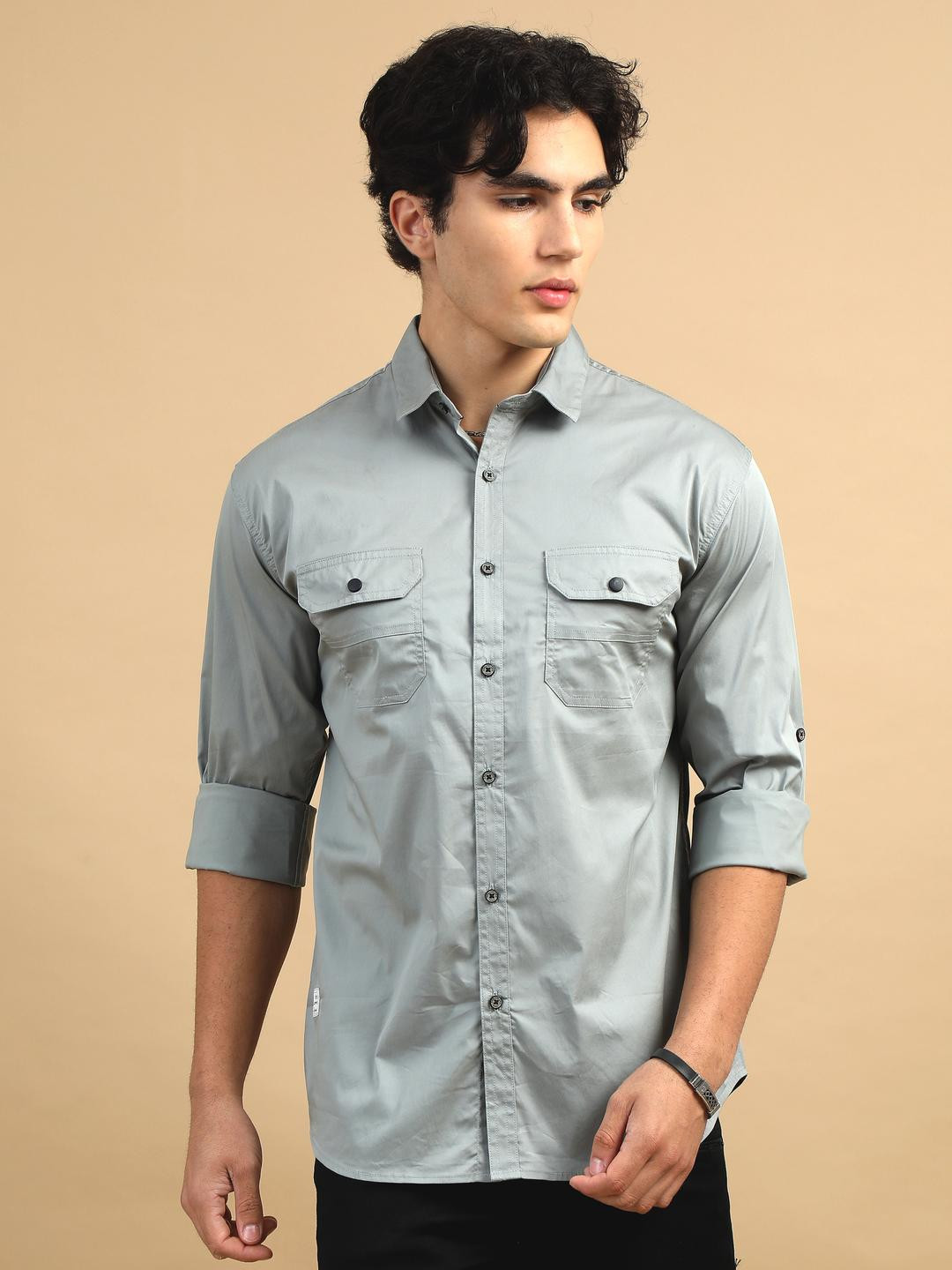 COOL COLORS Men Slim Fit Solid Full Sleeve Casual Shirt