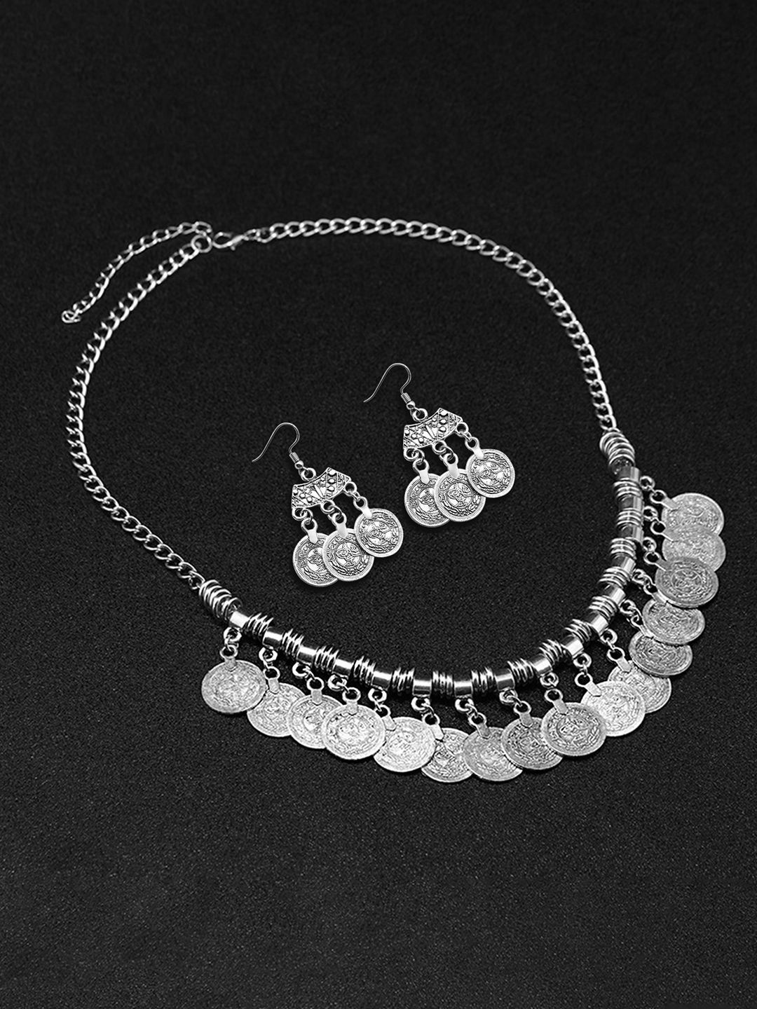 Peora Women Silver-Plated Coin Jewellery Set