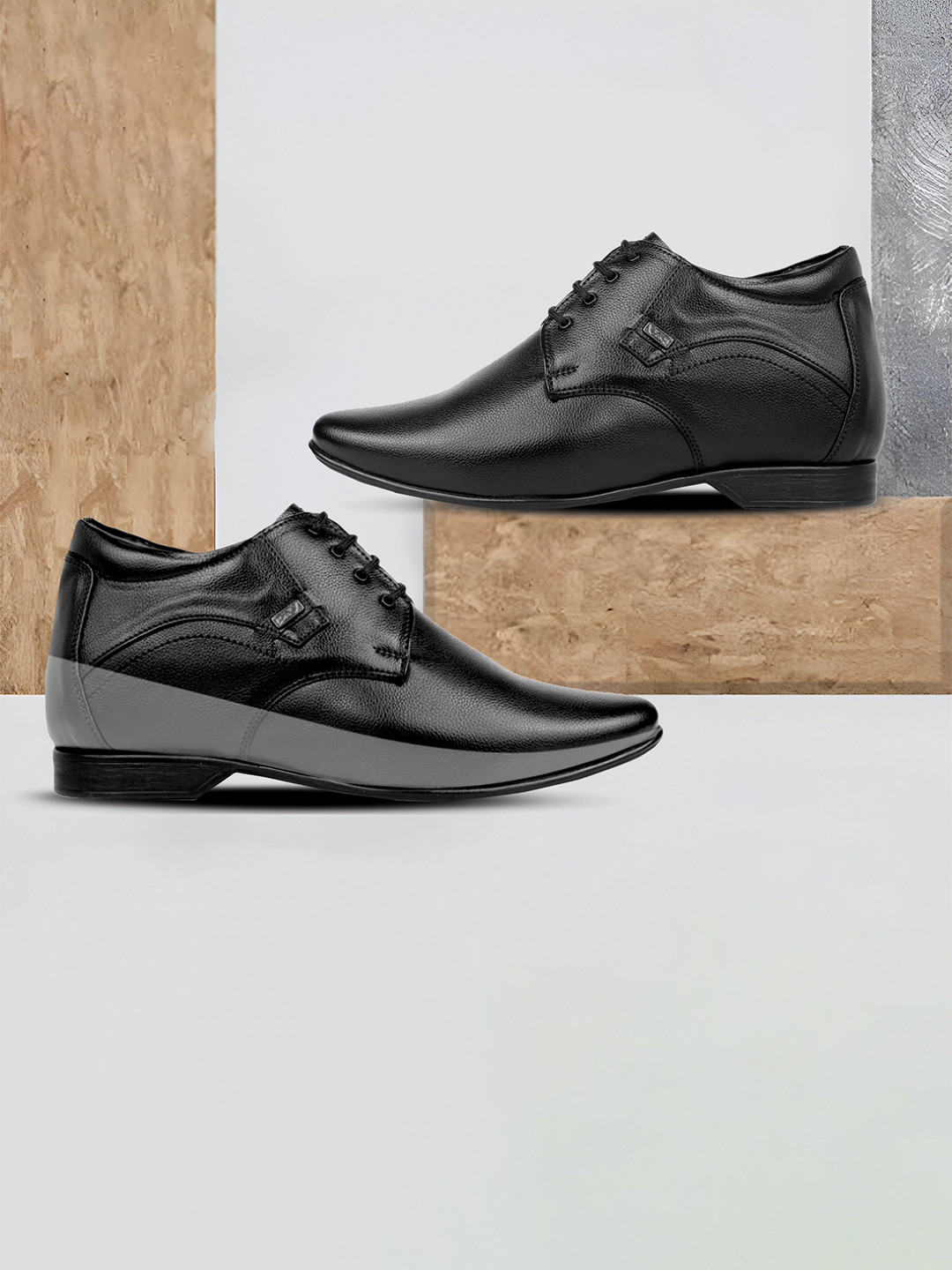 Bxxy Men Hidden Elevator Height Increasing Formal Derby Lace-up Shoes