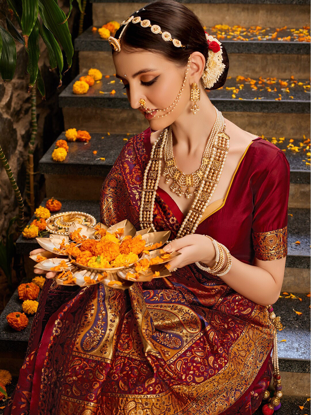 KALINI Woven Design Zari Patola Saree