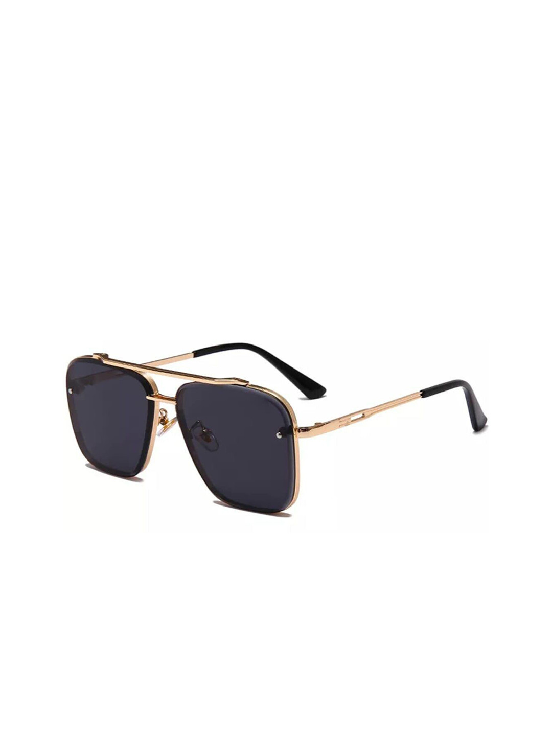 SPADEACES Unisex Black Lens & Rose Gold-Toned Aviator Sunglasses With UV Protected Lens