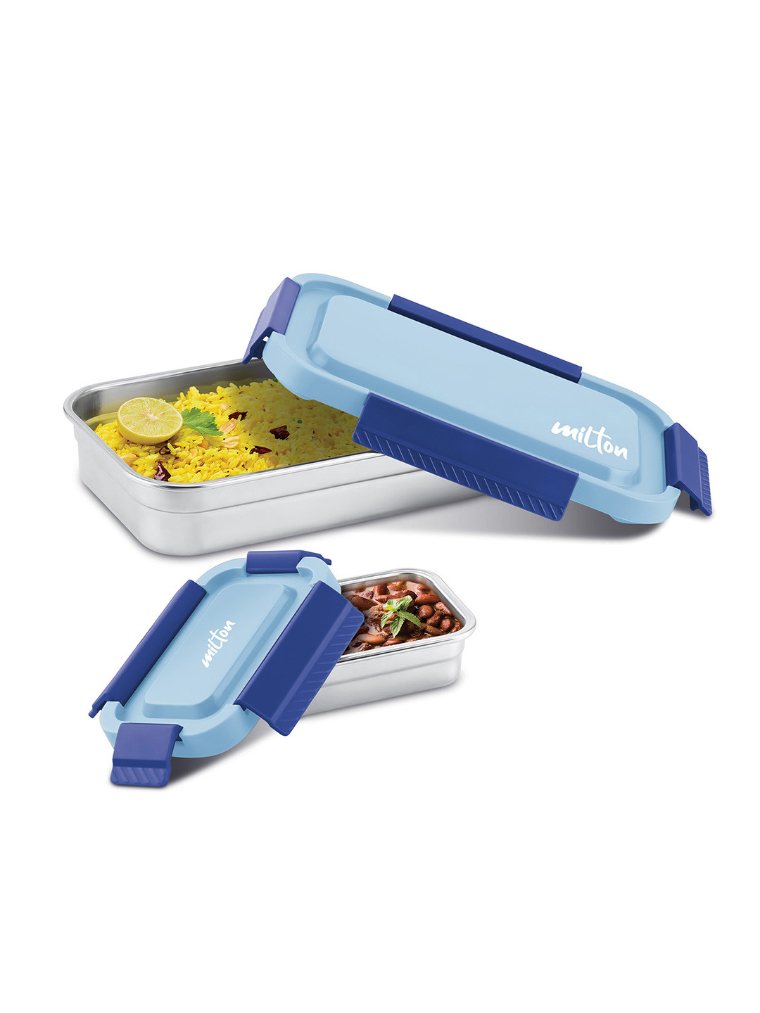 Milton Blue Stainless Steel Metro Meal Jr Refrigerator Safe Lunch Box 750 ml