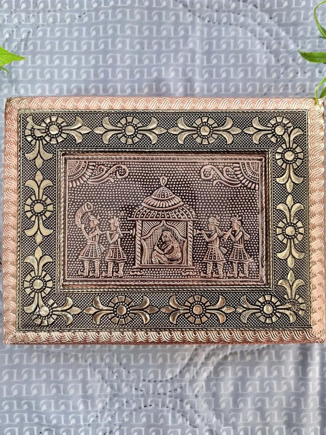 DIWAM HANDICRAFTS Ethnic Motif Embellished Multipurpose 4 Compartment Storage Box