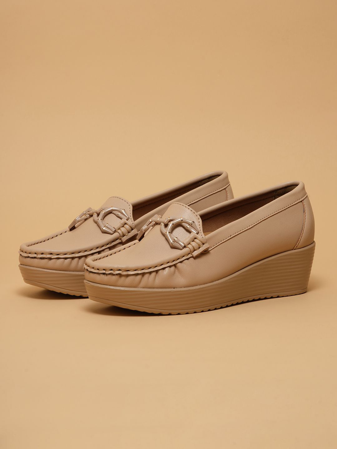 ERIDANI Wedge Heel Loafers with Buckles