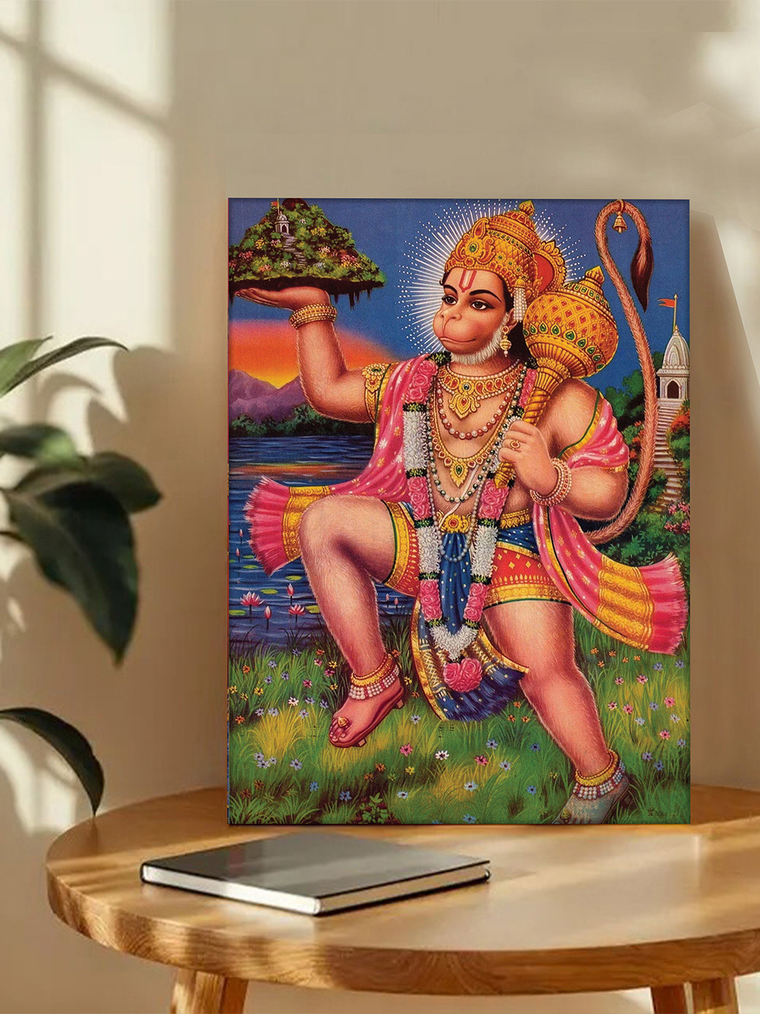 Art Street Green & Red Lord Hanuman Ji Printed Canvas Wall Art