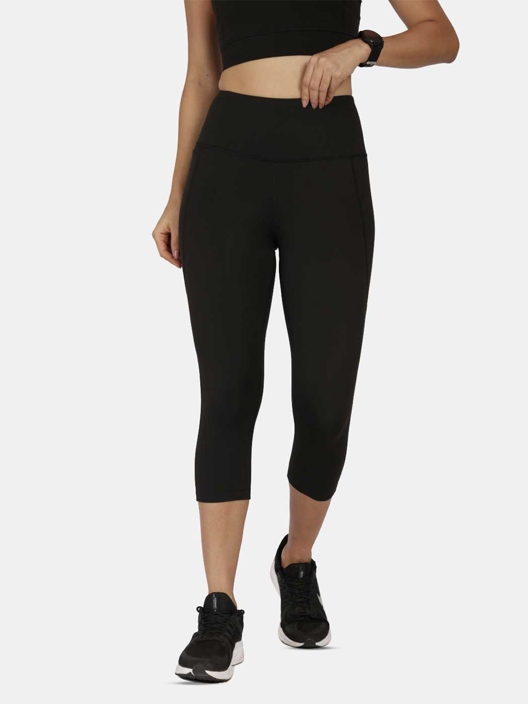 Blissclub Women Black High Waist The Ultimate Capris with 2 Pockets