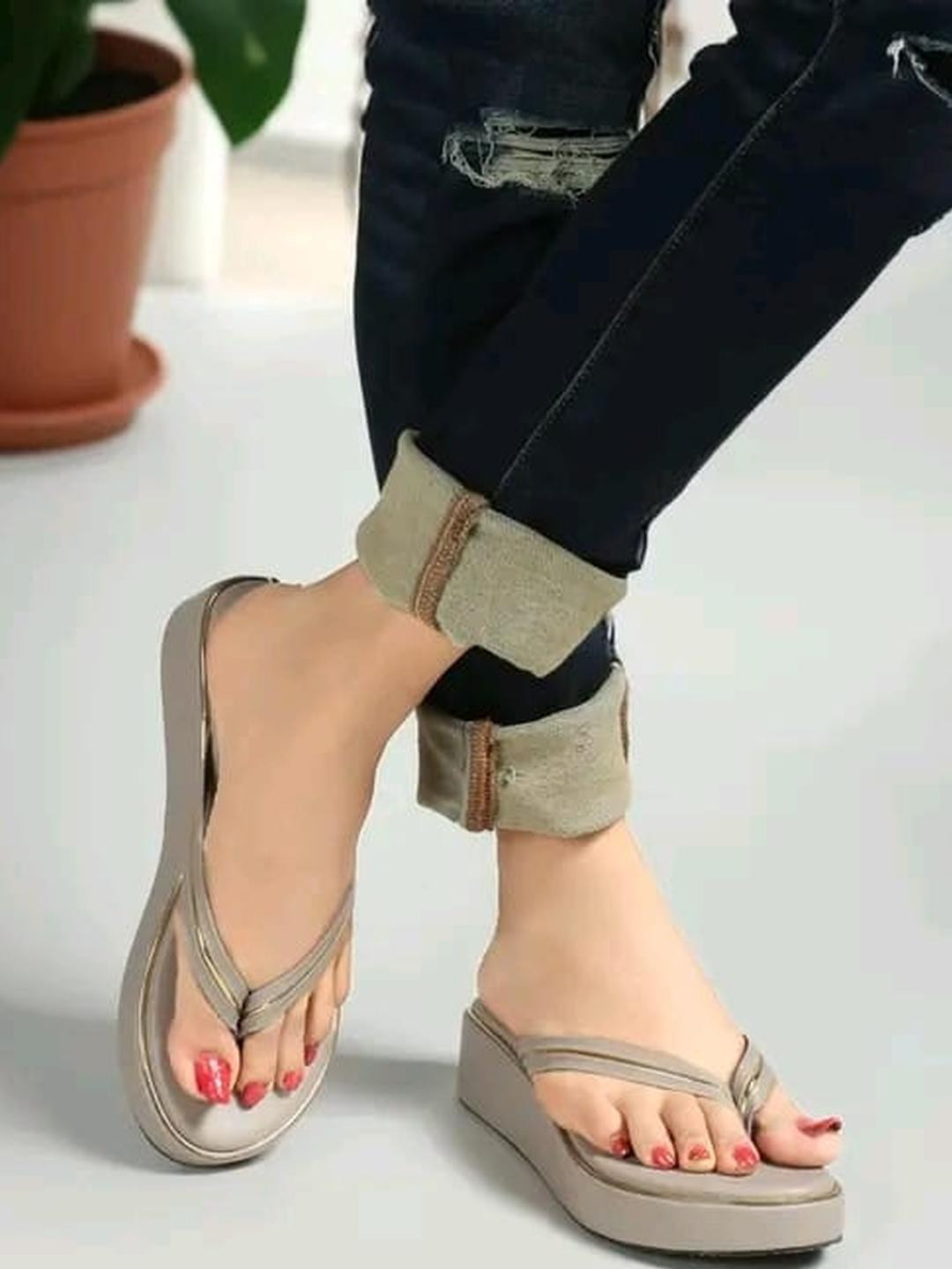 TODRIA Women Grey Platform Heels