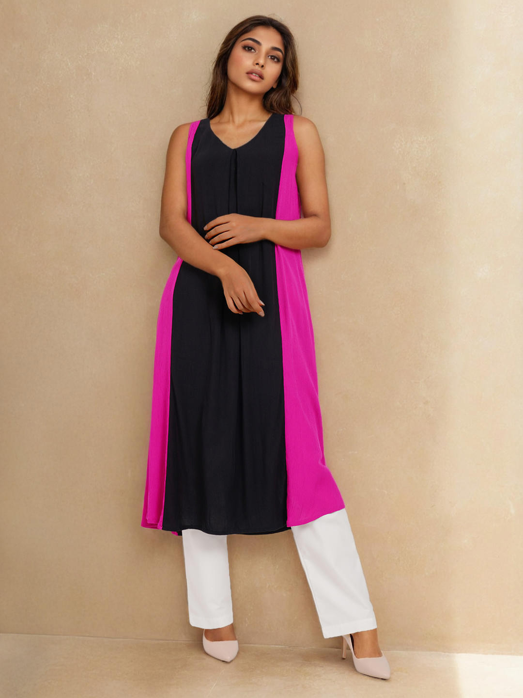 Dora Dori Women Colourblocked Daily A-Line Kurta