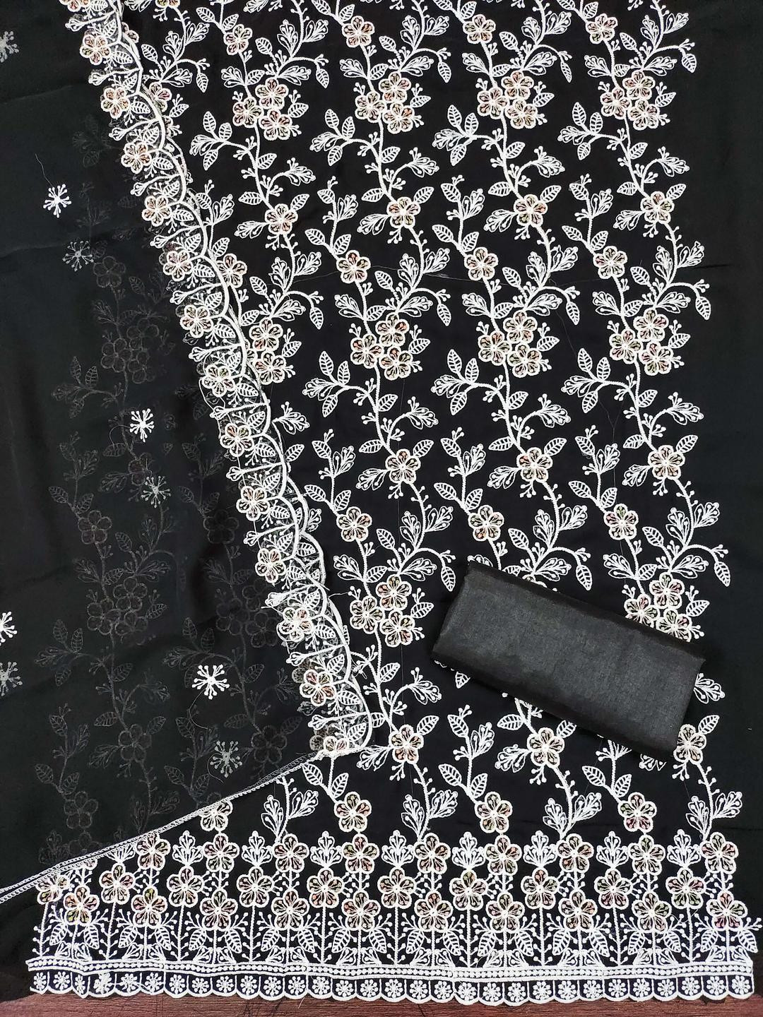 Black Georgette Embroidery Dress Material for Women with Dupatta  Kalini