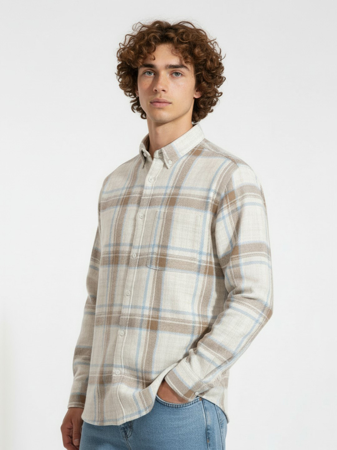 glitchez Checked Spread Collar Relaxed Fit Casual Shirt