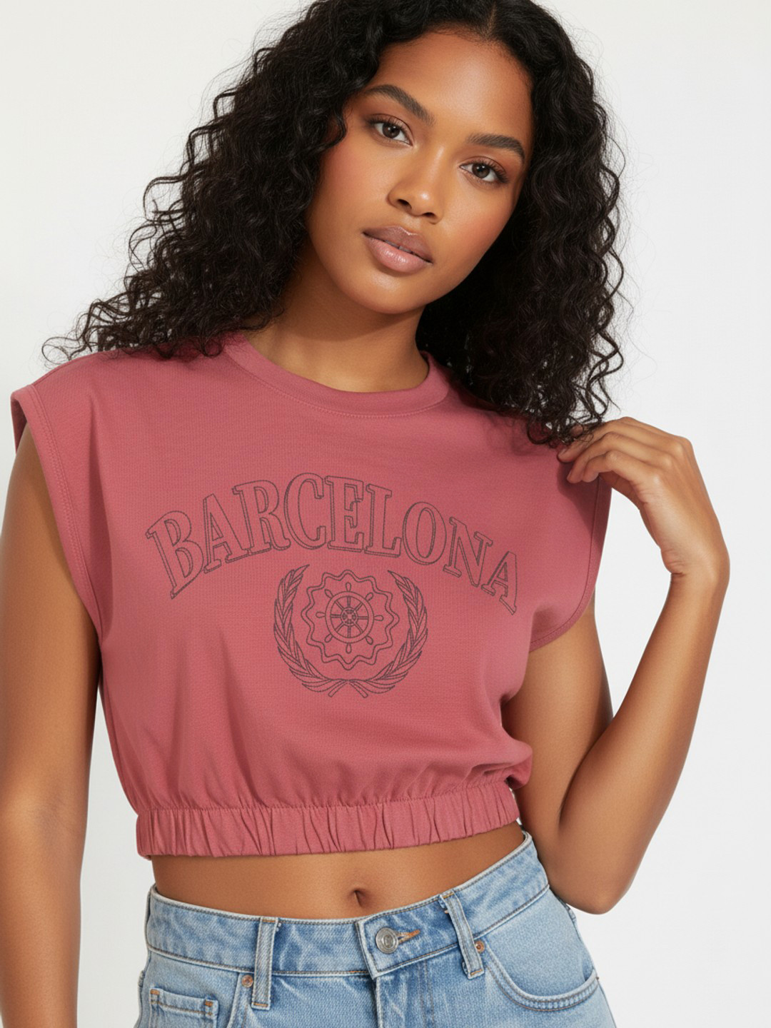 glitchez Typography Printed Pure Cotton Crop T-shirt