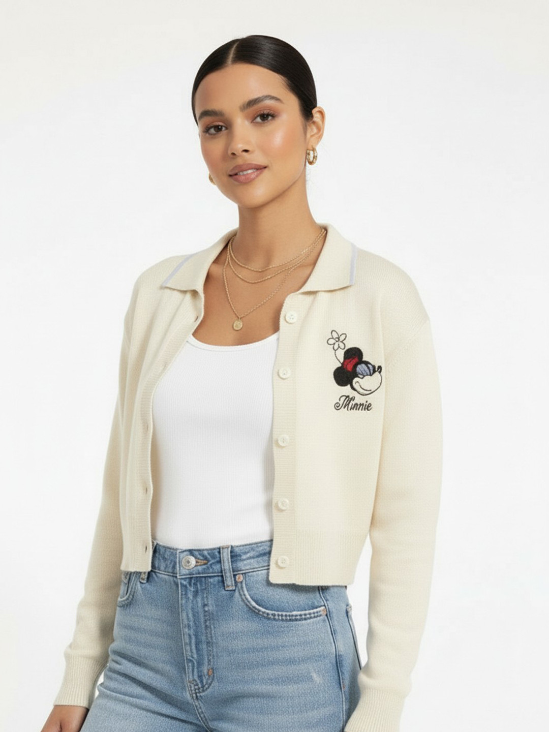 glitchez Minnie Mouse Embroidered Cardigan