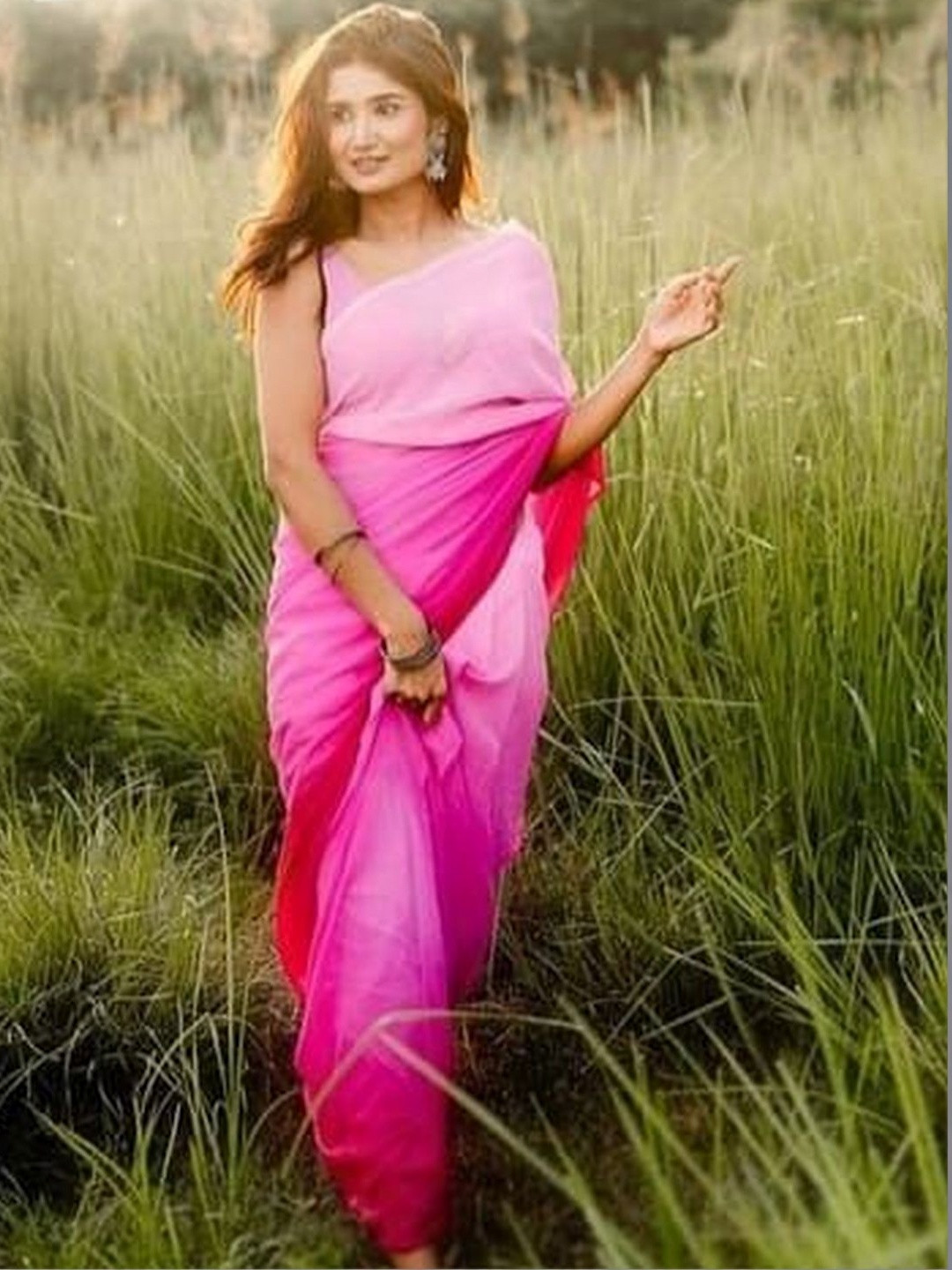 STYLETONE Ombre Poly Georgette Saree