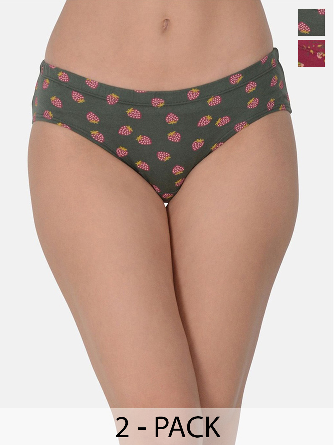 AMOSIO Women Pack Of 2 Printed Hipster Breifs