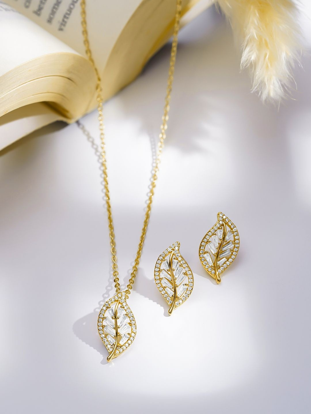 Rubans 18k Gold-Plated Cubic Zirconia Jewellery Set