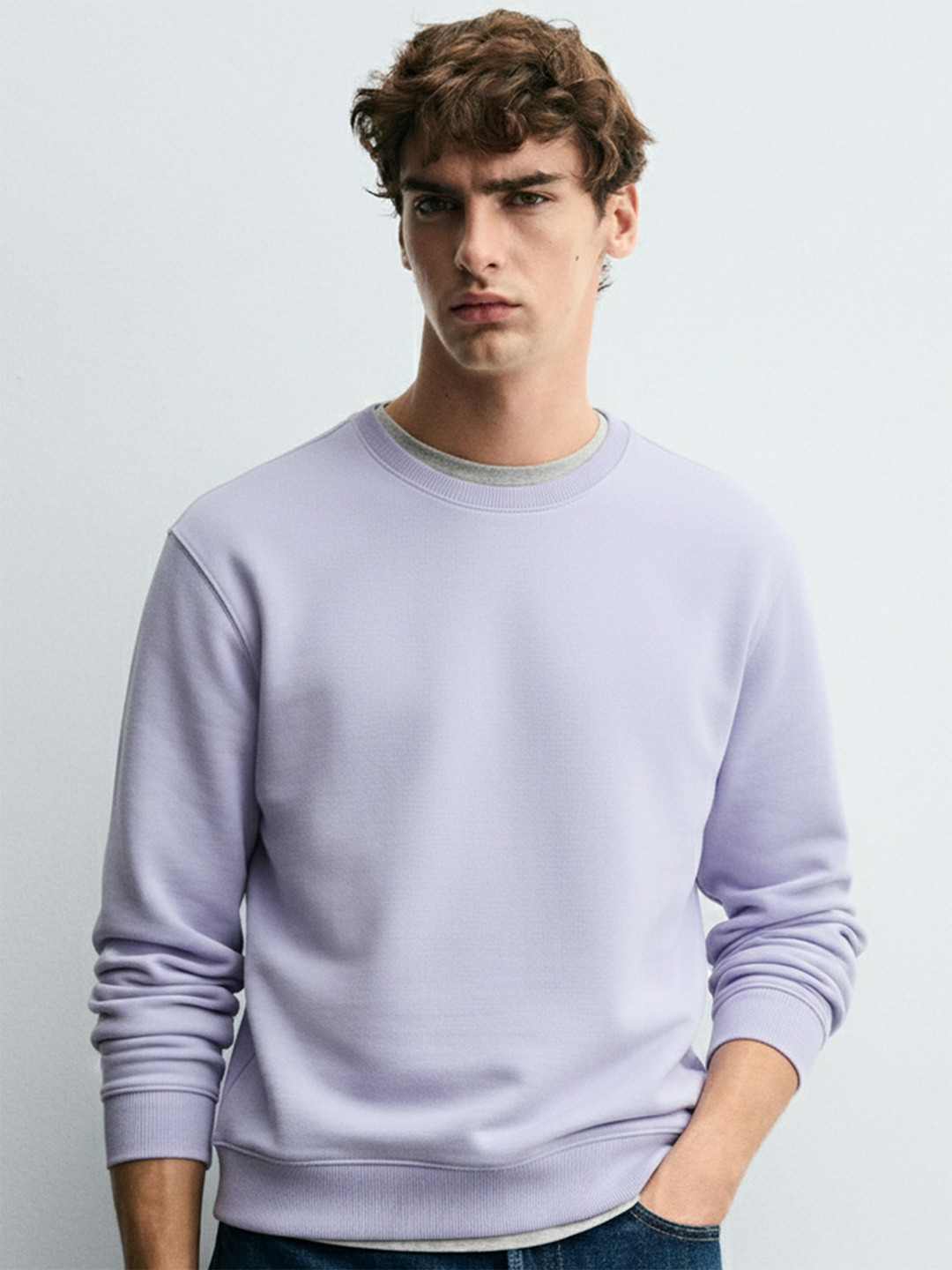 HIGHLANDER Men Lavender Pullover Sweatshirt