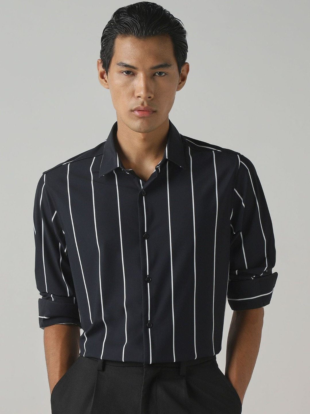 Mufti Men Slim Fit Striped Casual Shirt