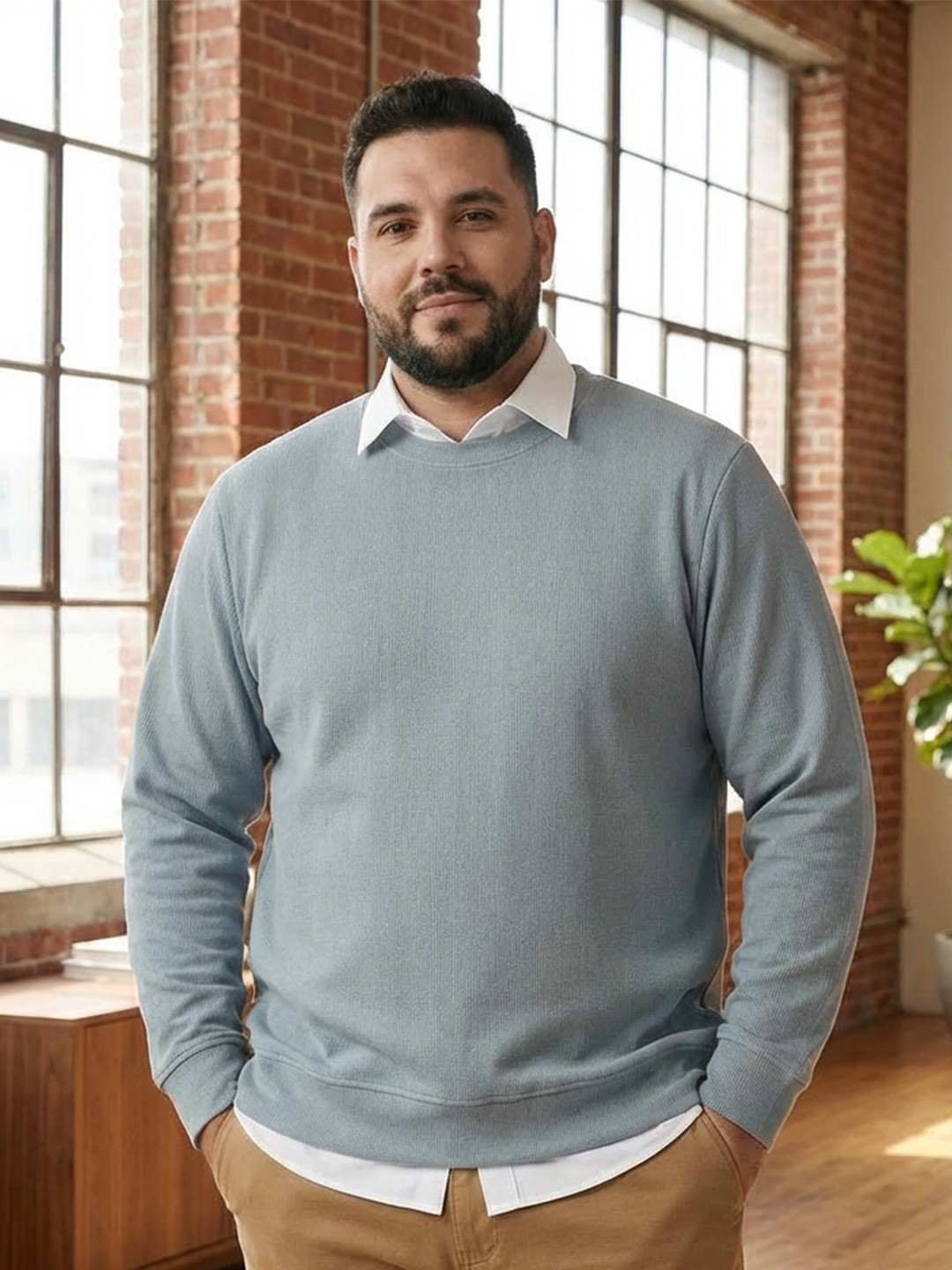 UNSTD Men Plus Size Cotton Pullover Sweatshirt