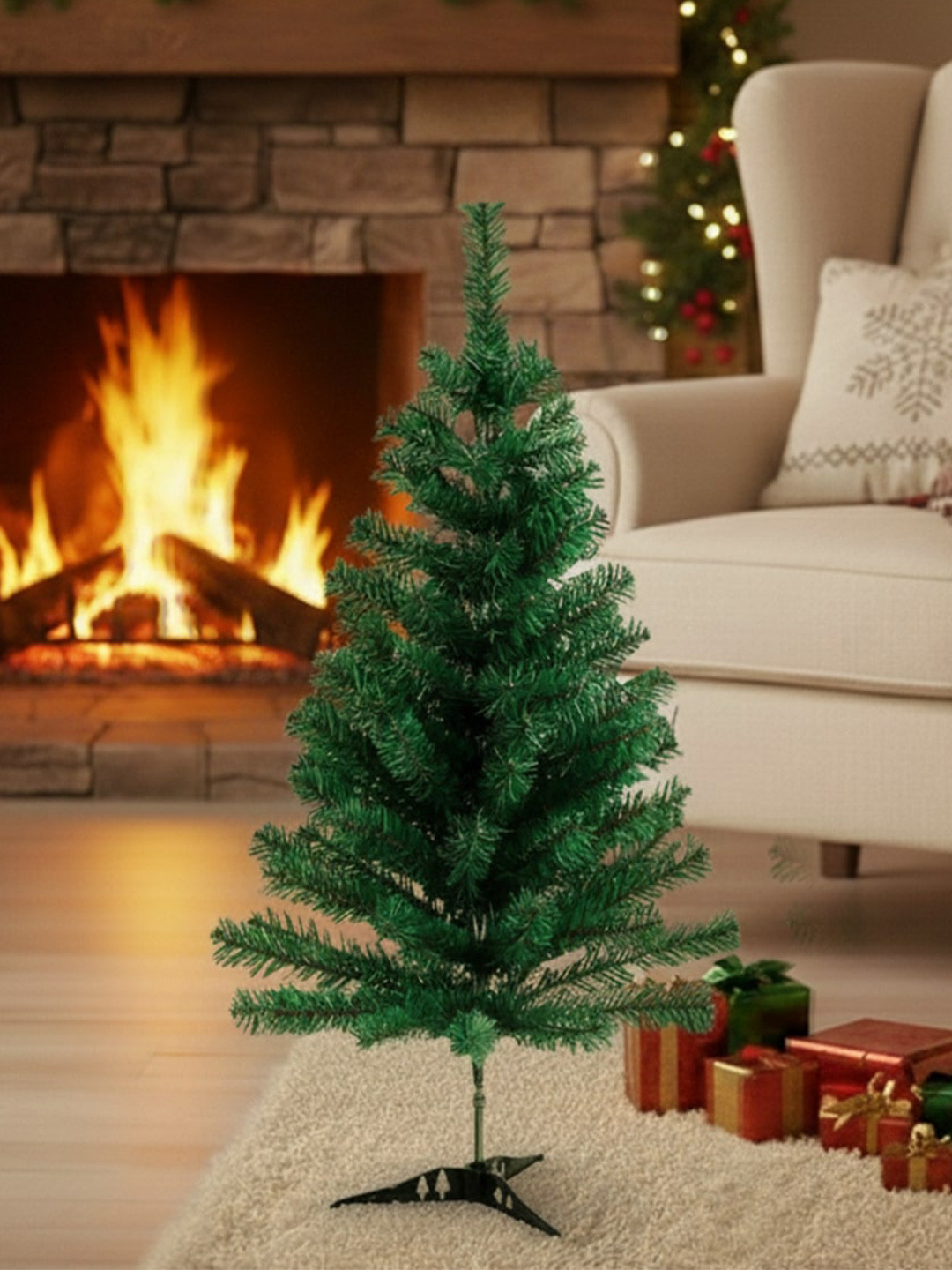 CraftVatika Christmas Decor Tabletop Xmas Tree Festival Gift for Home 3 Feet