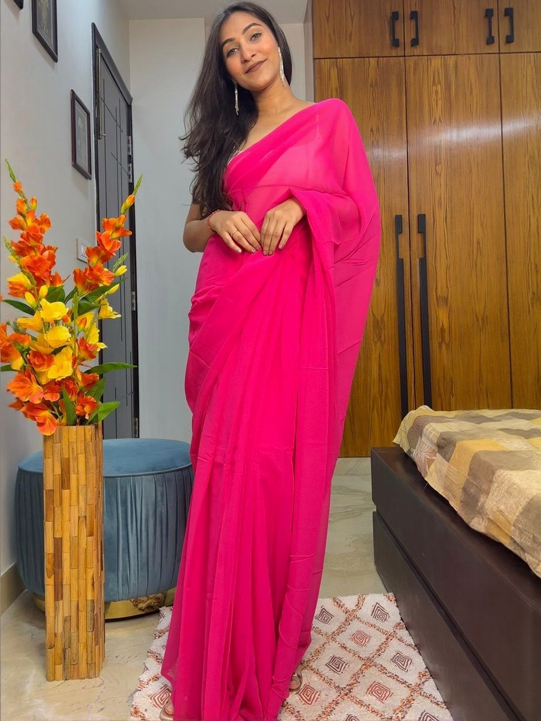 STYLETONE Poly Georgette Designer Saree