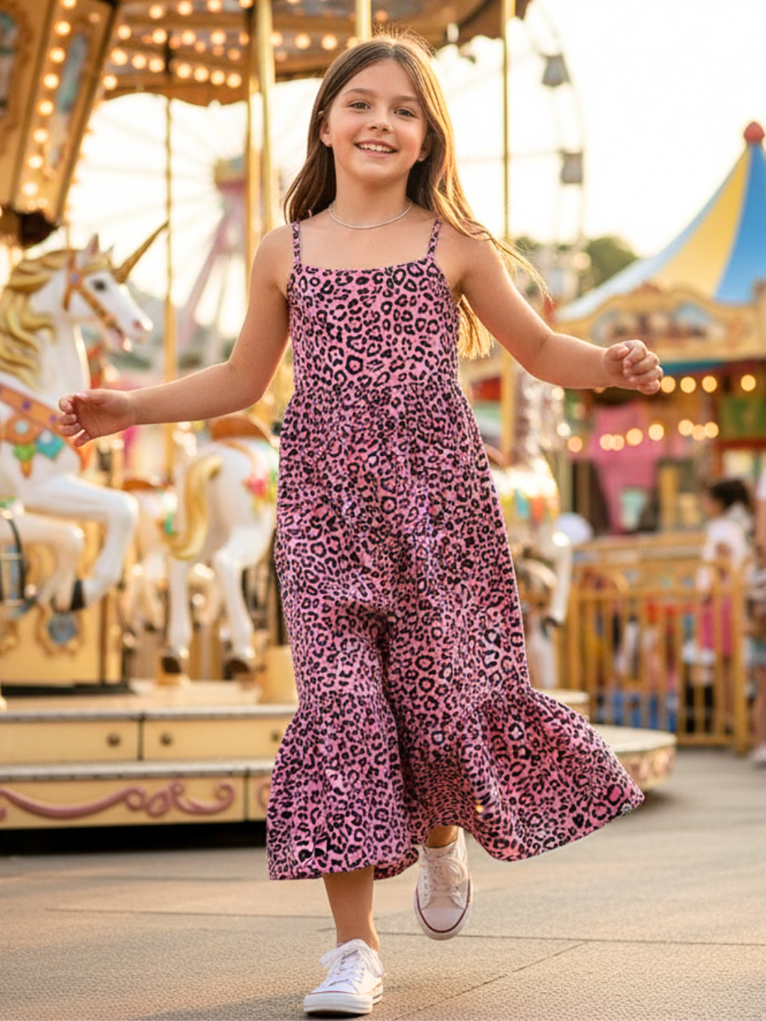 Uptownie Lite Knee Length Animal Polyester Fit & Flare Dress