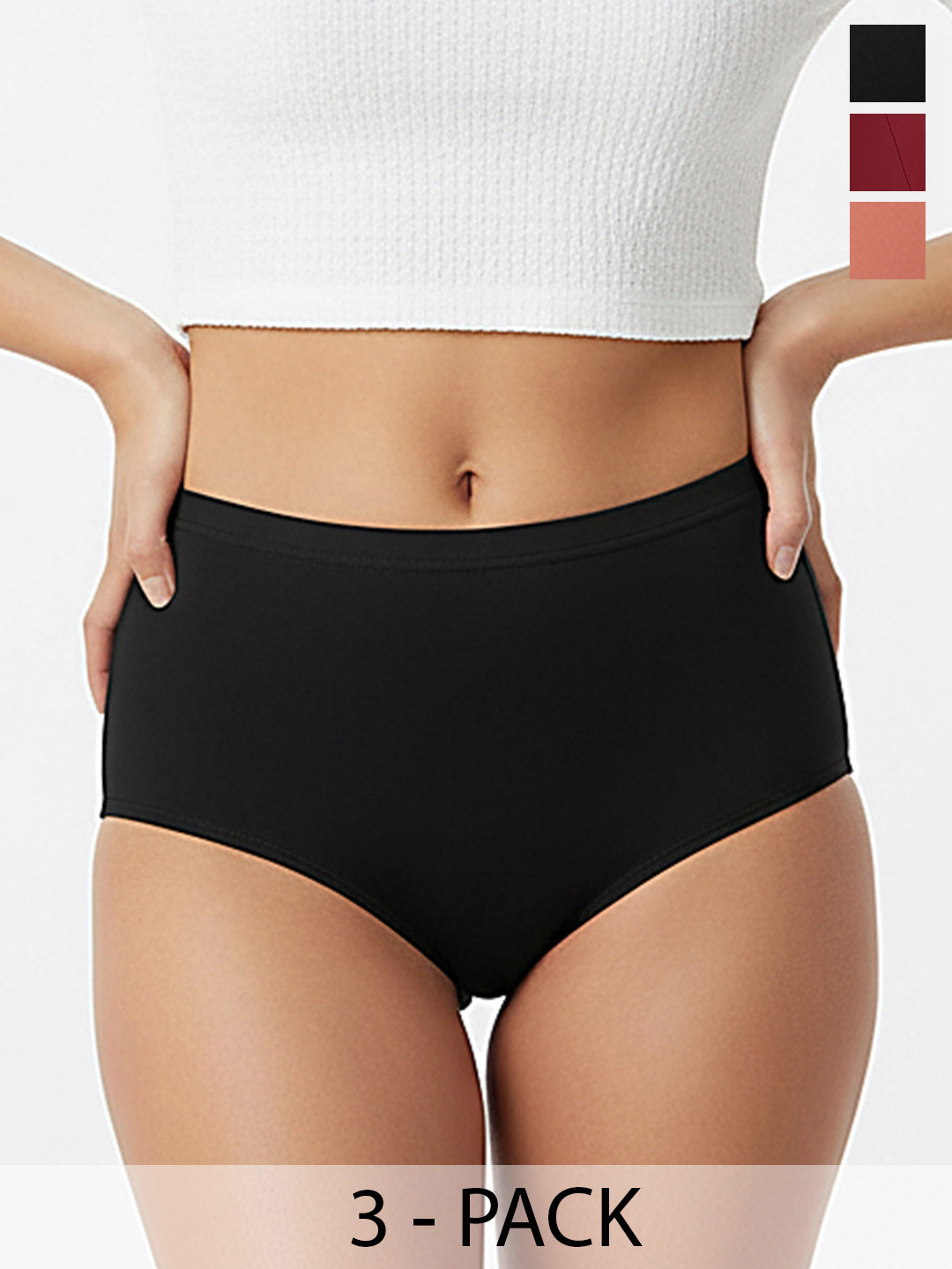 FiveFlag Pack Of 3 Combed Cotton Mid-Rise Hipster Briefs