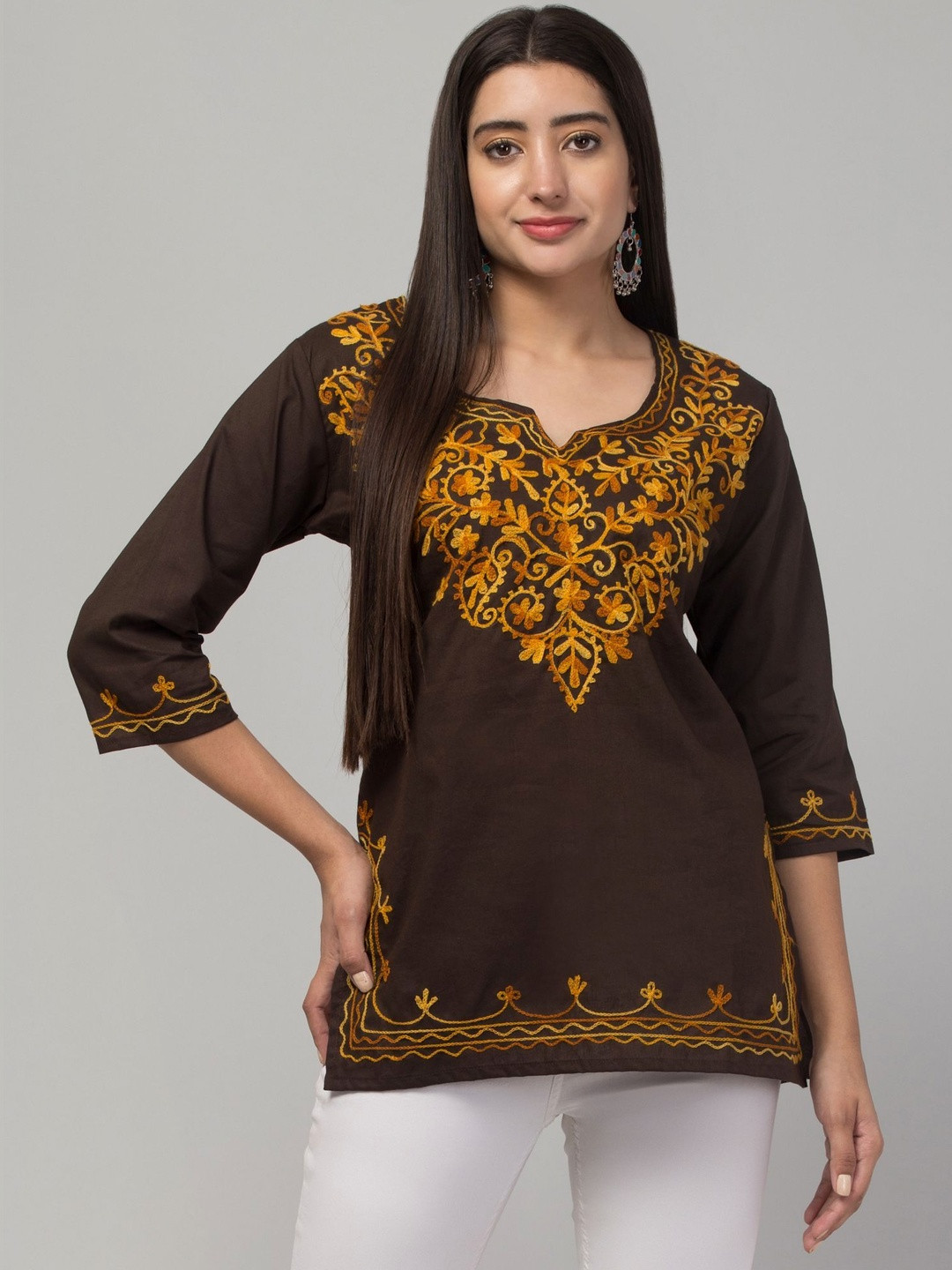 ASAD GARMENTS Embroidered Cotton Neck Kurti