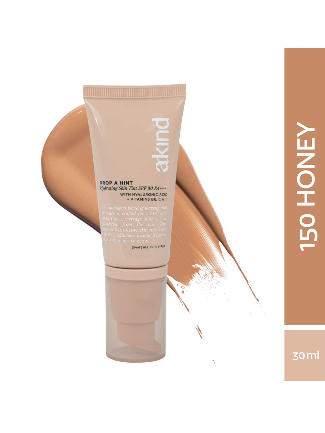 akind Drop a Hint SPF30 PA+++ Hydrating Skin Tint with Hyaluronic Acid 30ml - Honey 150