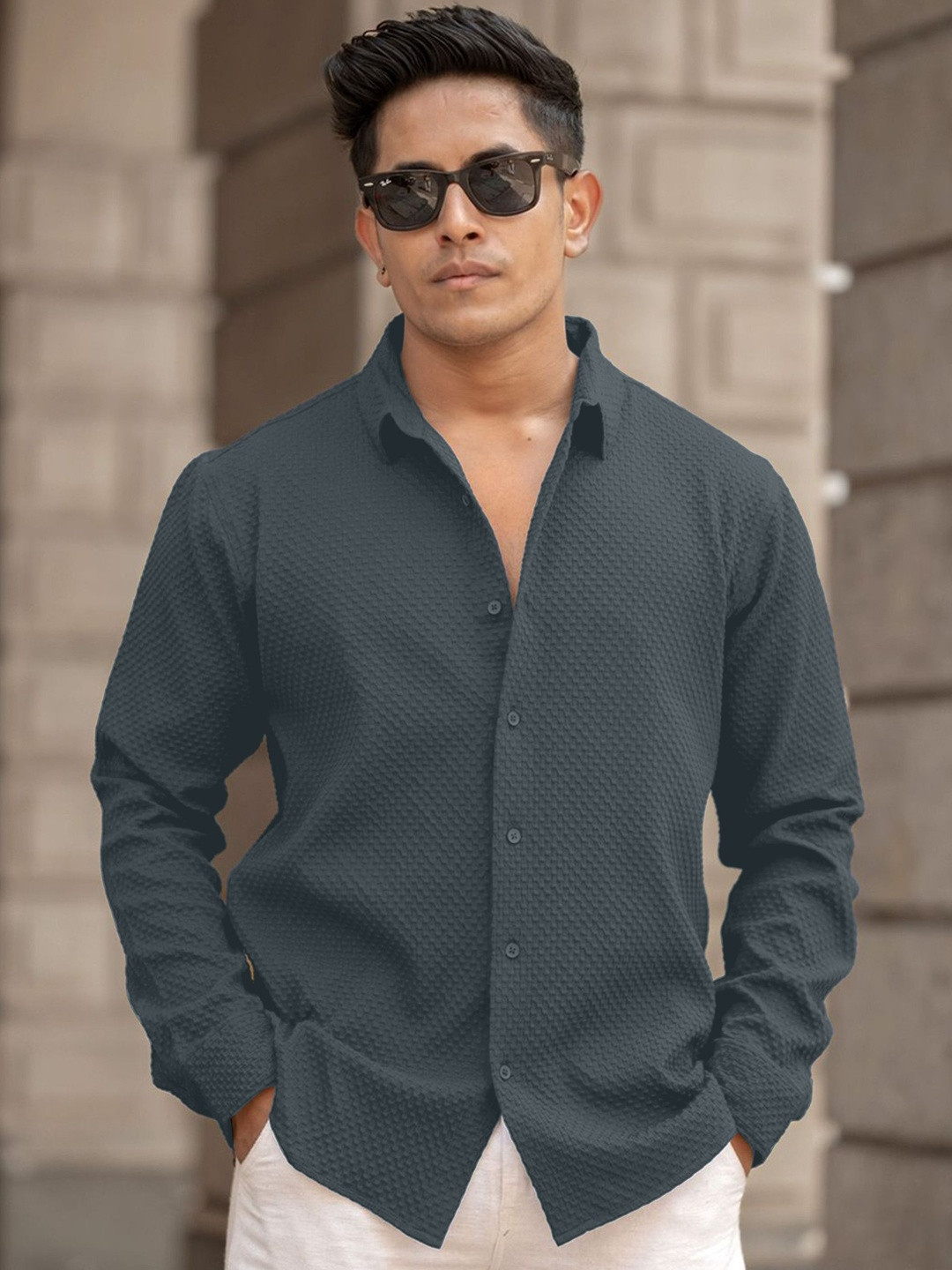 Color Bucket Men Slim Fit Casual Shirt